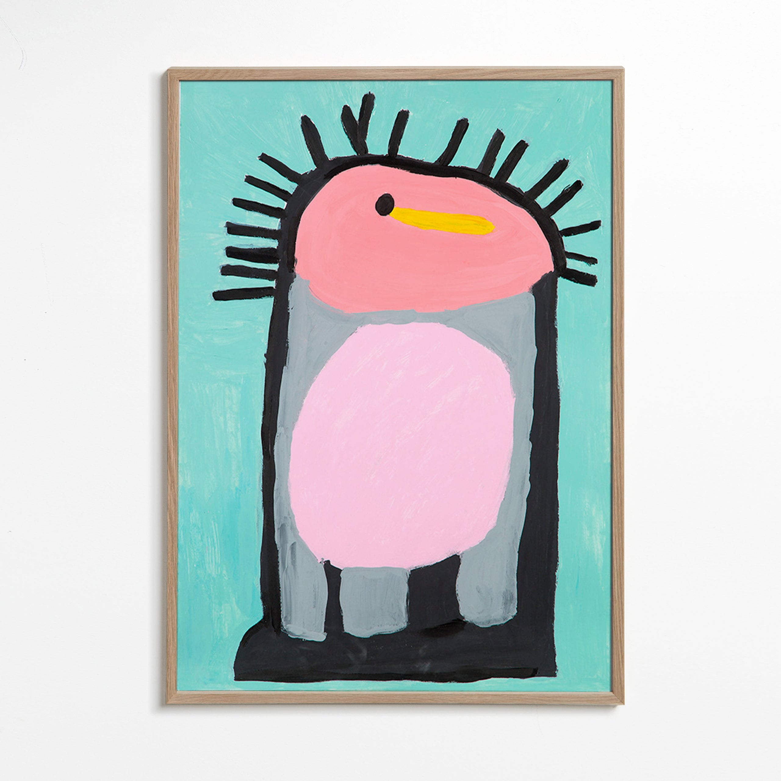 Stampa per bambini pinguino rosa giocoso – Oak Frame