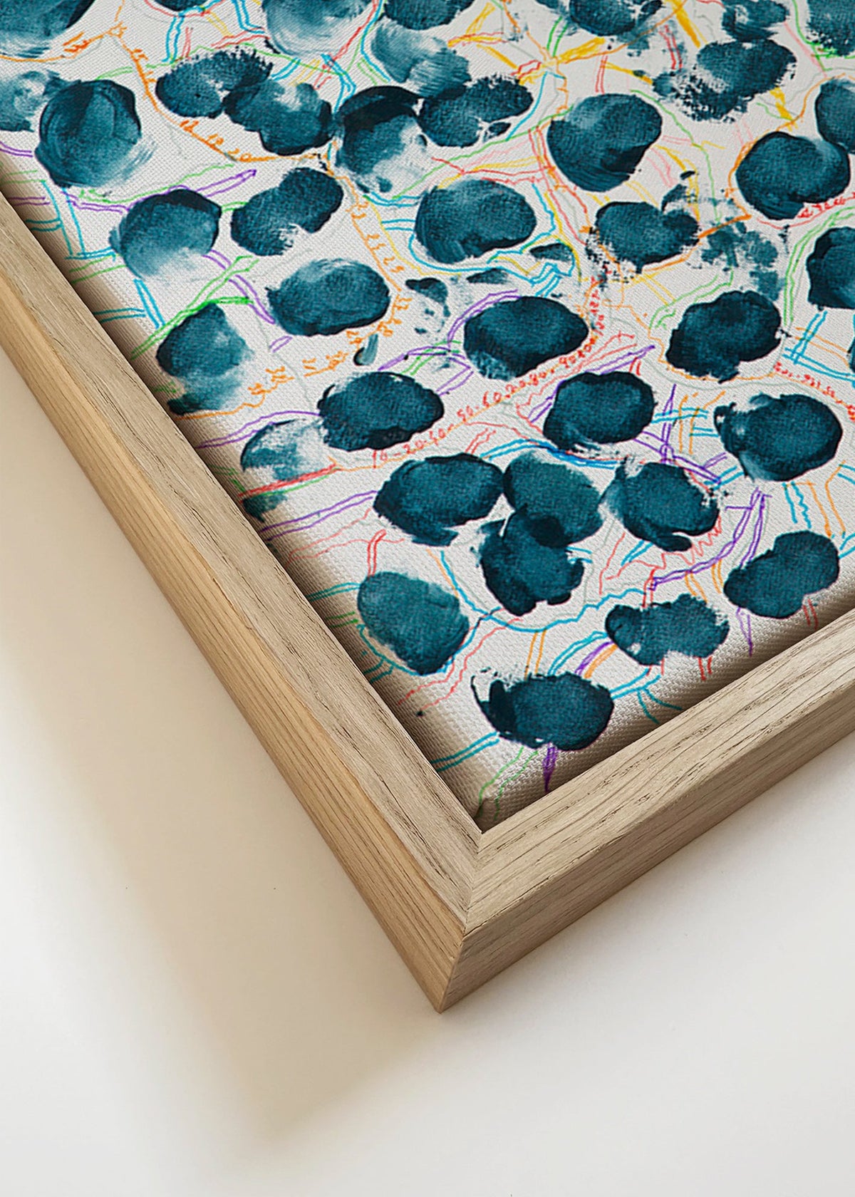 Quadro astratto con macchie blu scuro – Canvas detail