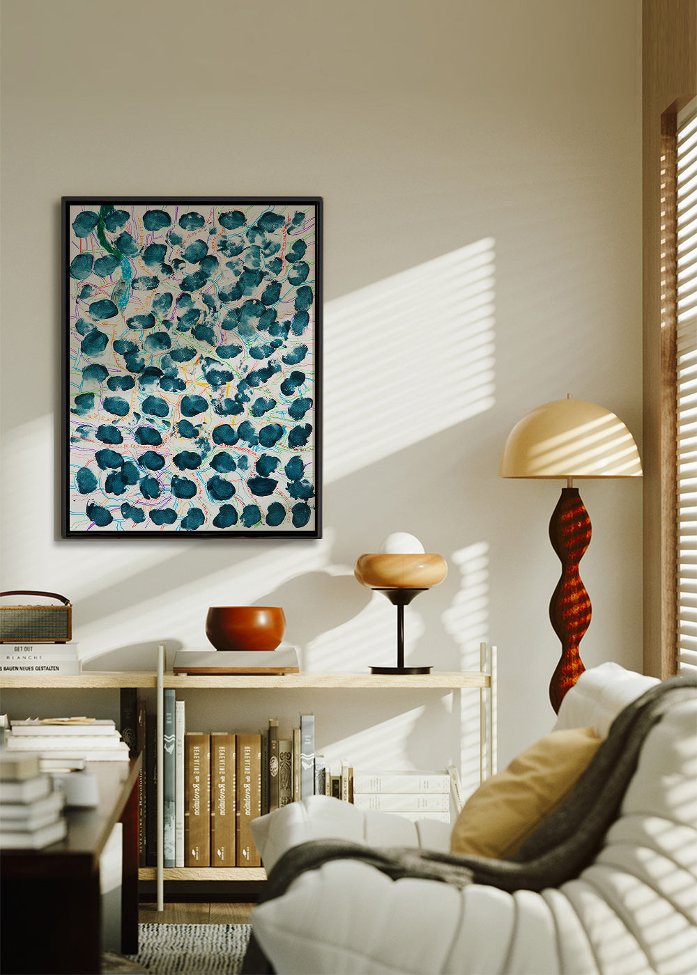 Quadro astratto con macchie blu scuro – Canvas1