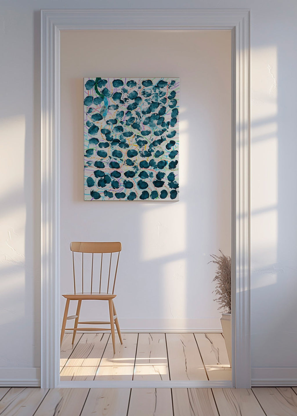 Quadro astratto con macchie blu scuro – Canvas