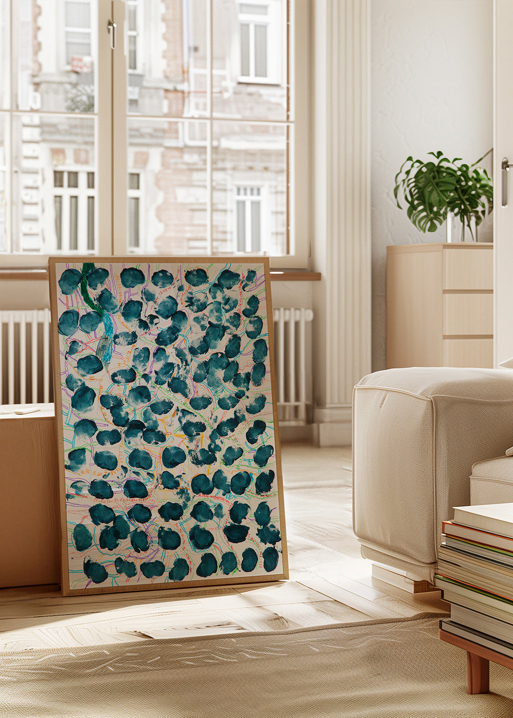 Quadro astratto con macchie blu scuro – Product1
