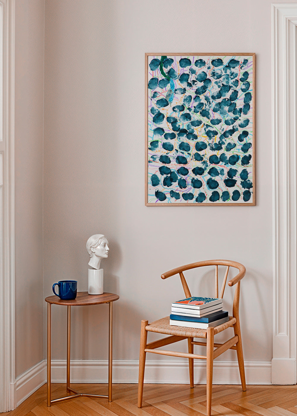 Quadro astratto con macchie blu scuro – Product2