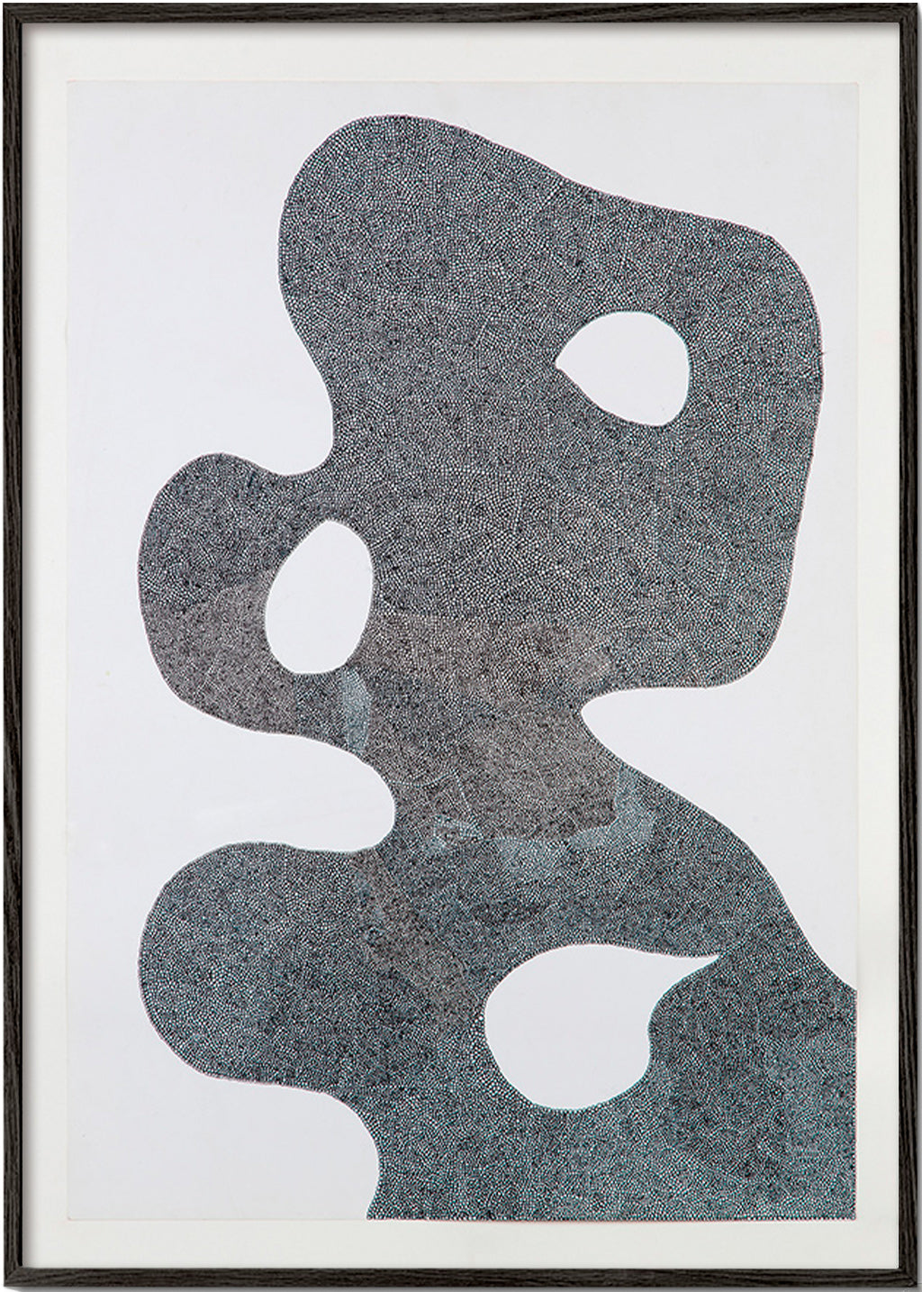 Quadro astratto puntinato a grande silhouette – Black Frame
