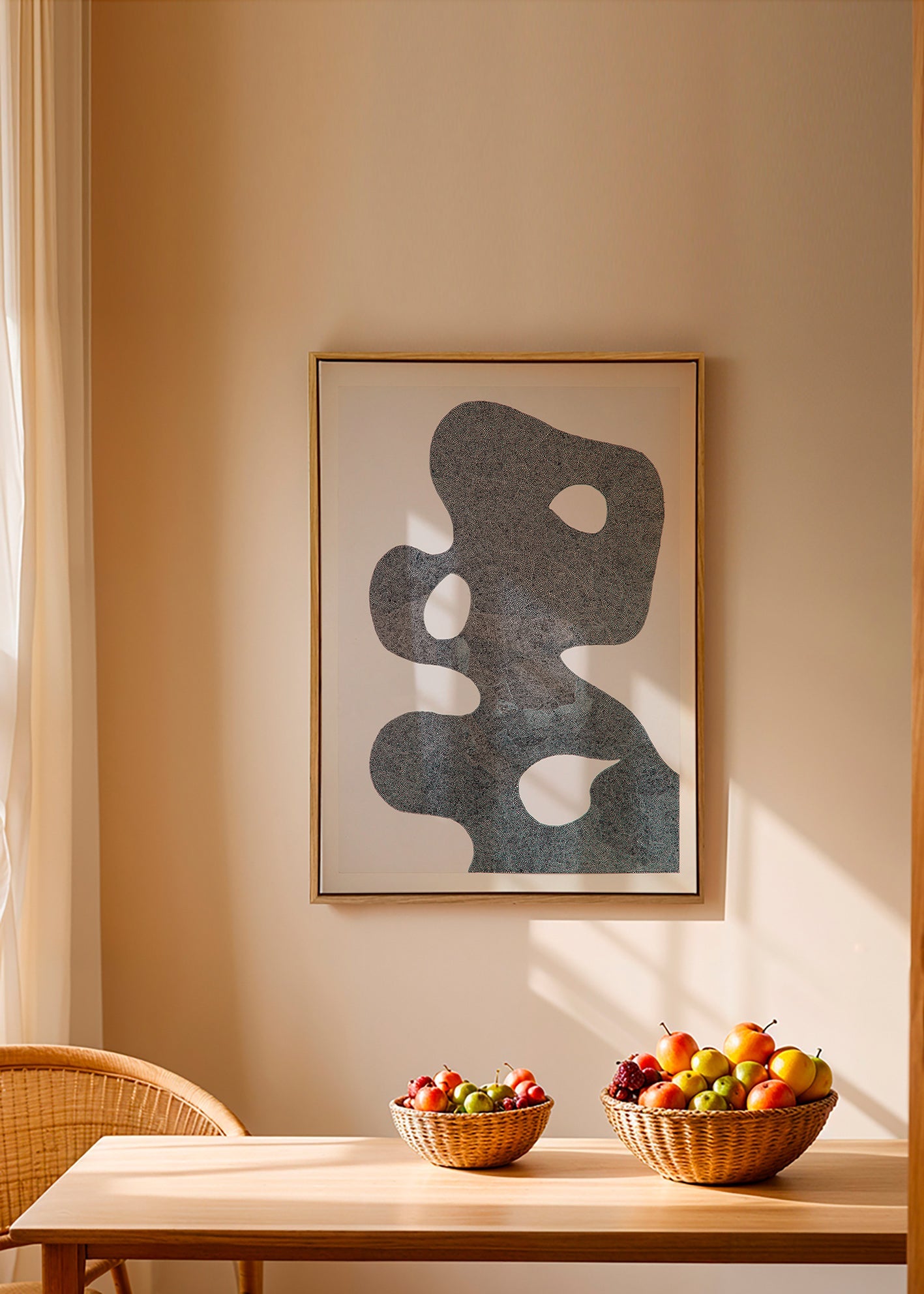 Quadro astratto puntinato a grande silhouette – Canvas2