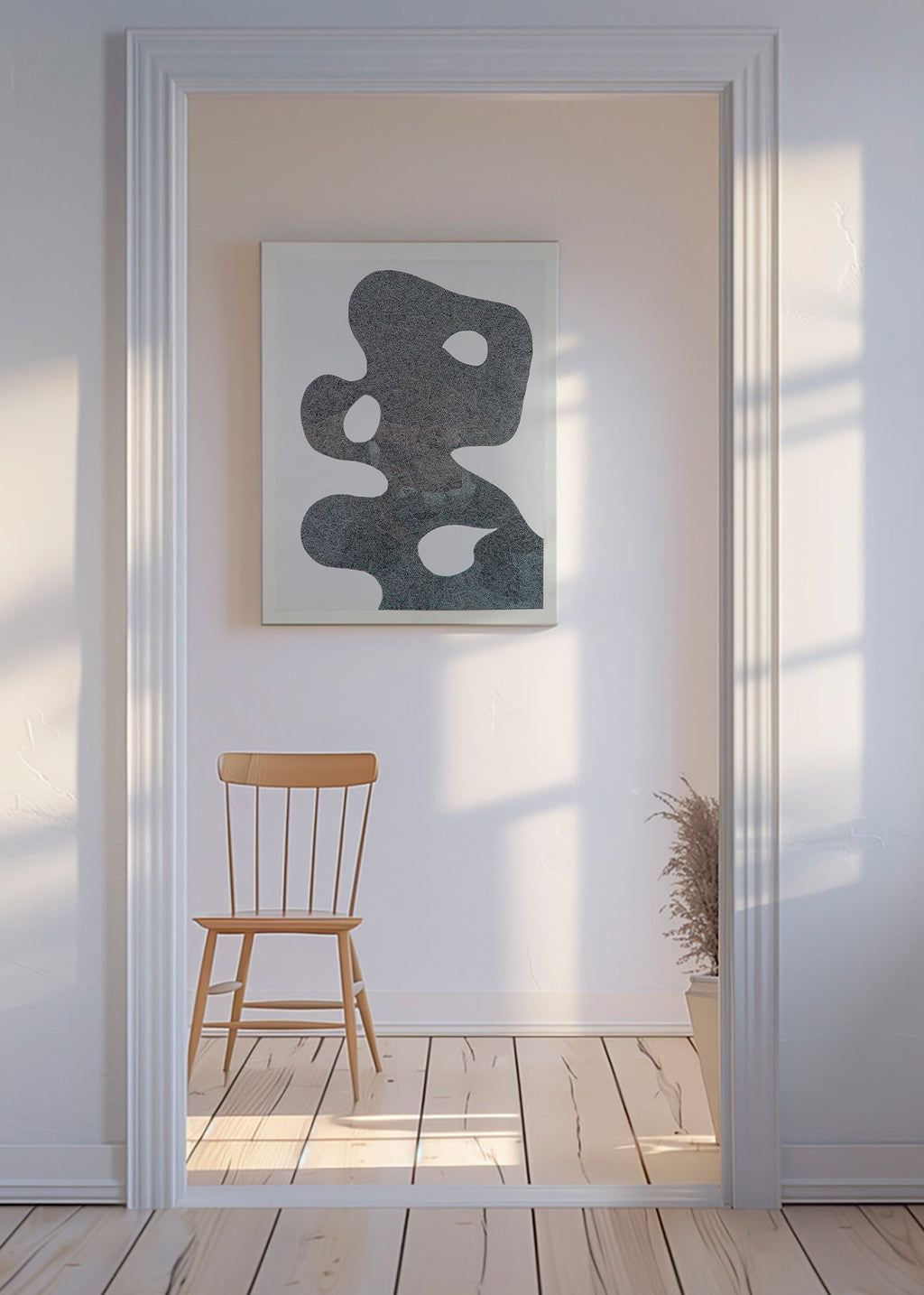 Quadro astratto puntinato a grande silhouette – Canvas