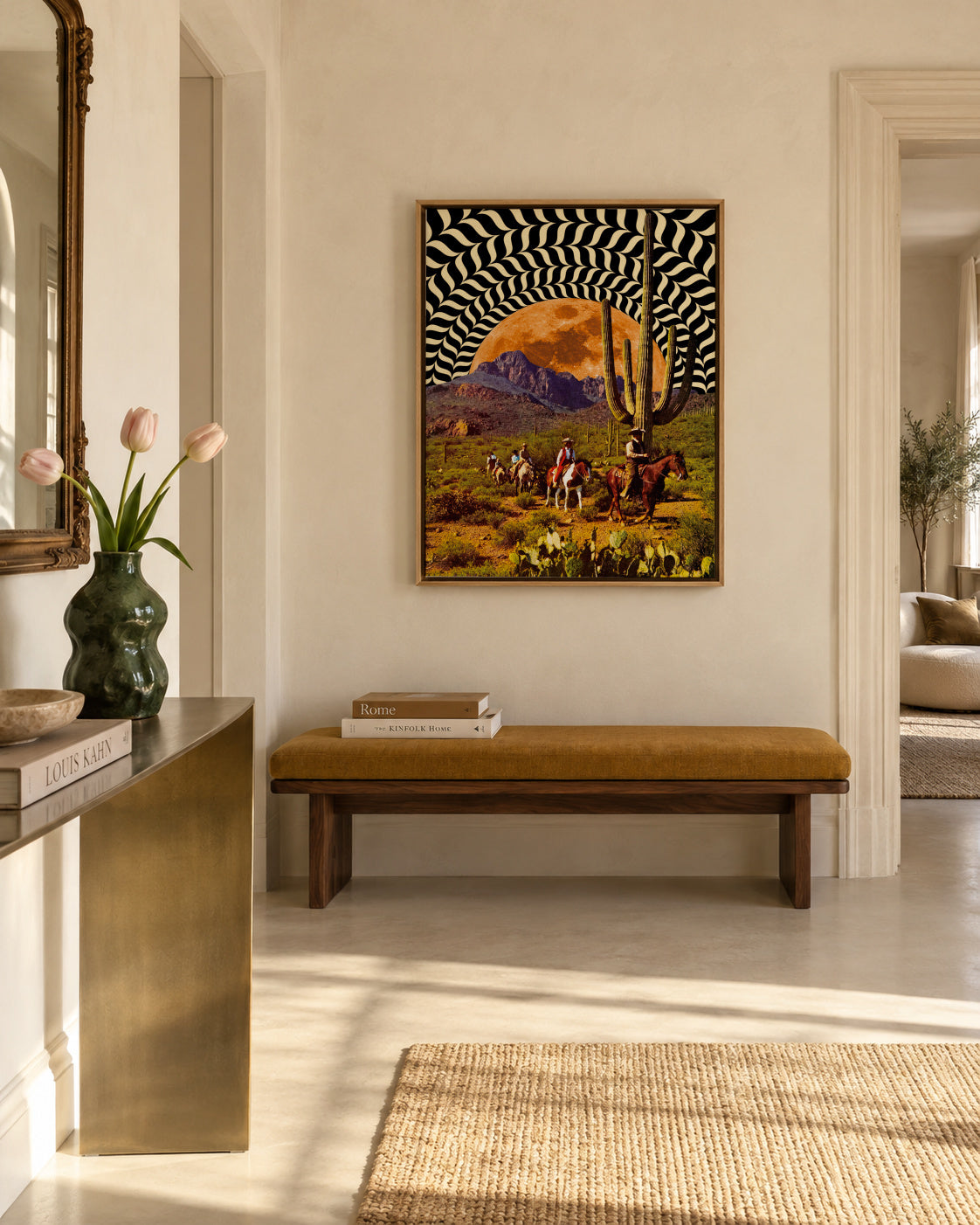 Illusionary Cowboys - Framed canvas in an interior