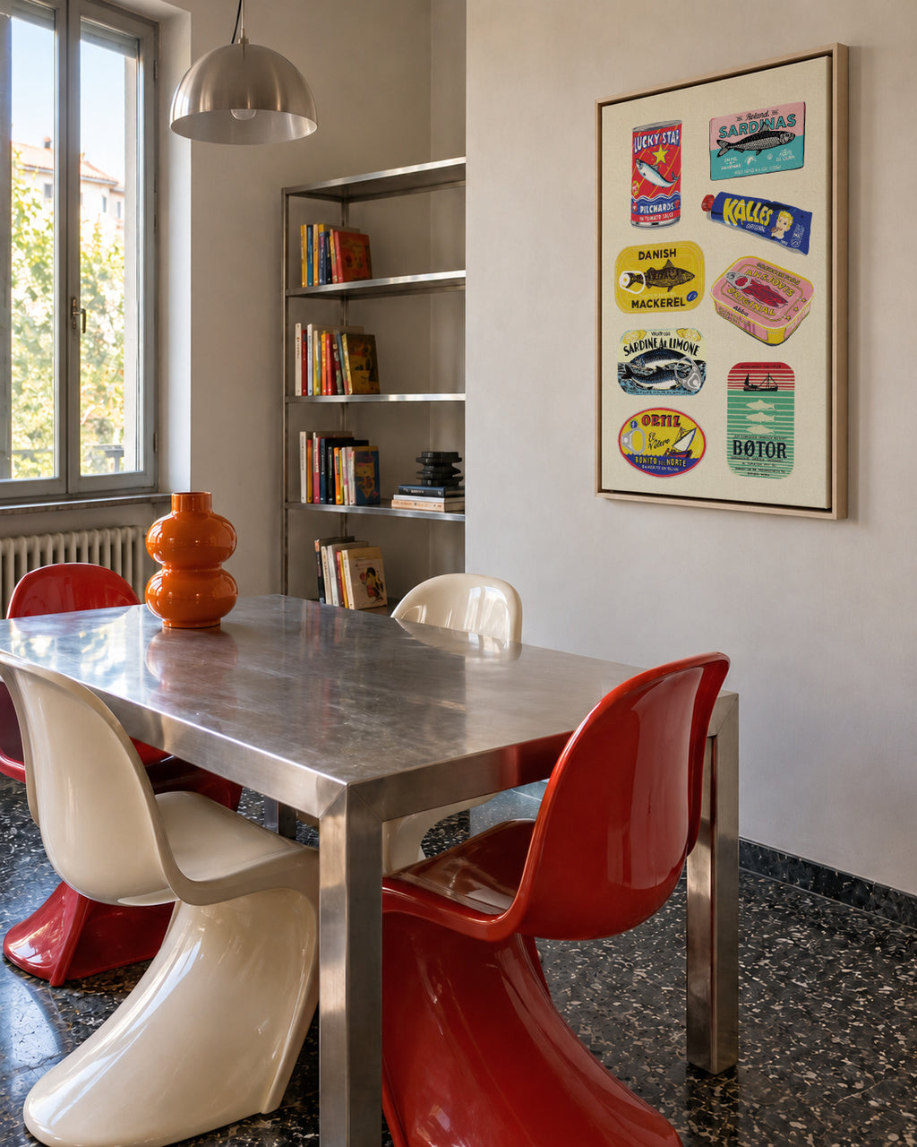 Canned Fish - Framed canvas in an interior