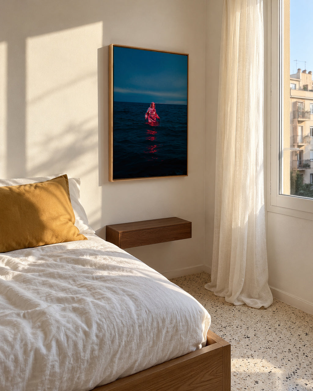 Spaceman Lost At Sea - Framed canvas in an interior