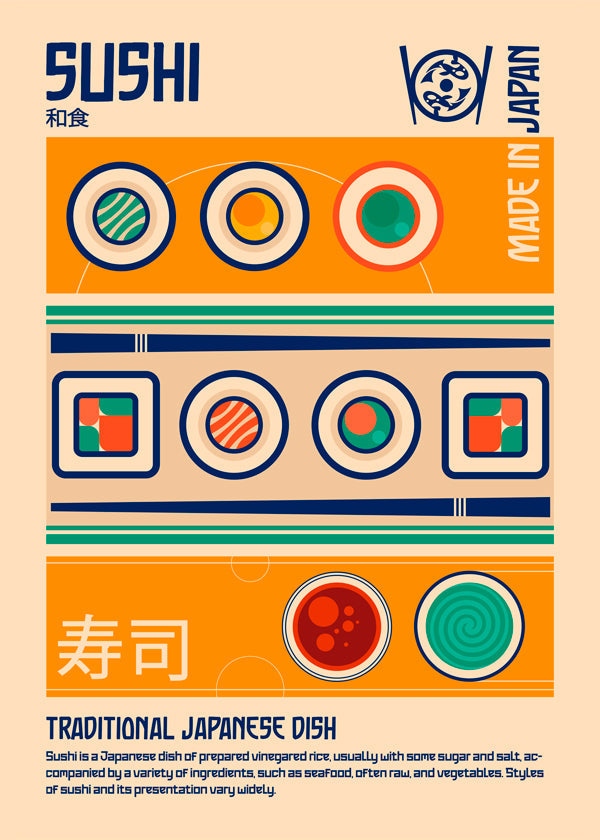Sushi Japanese Food Print - Retrodrome  