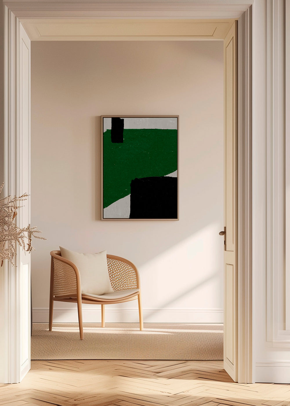 Green Beige Black Oil Abstract Painting - THE MIUUS STUDIO