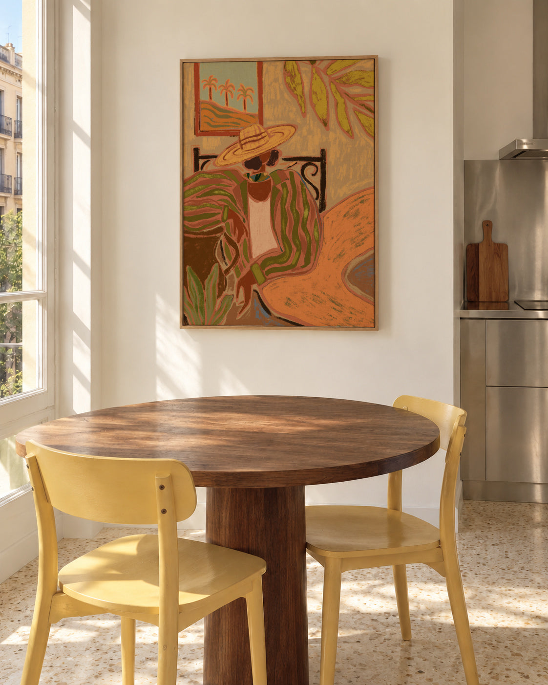 Lady in Stripe - Framed canvas in an interior