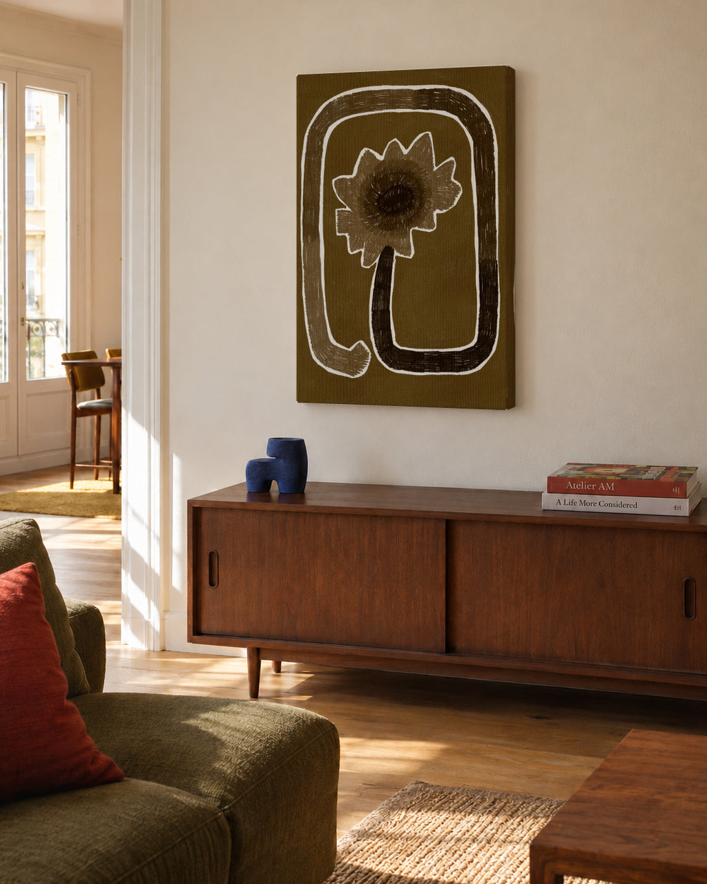 Delicate Bloom 1 - Unframed canvas in an interior
