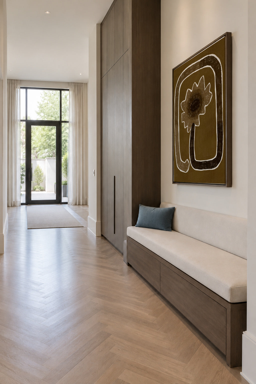 Delicate Bloom 1 - Framed canvas in an interior
