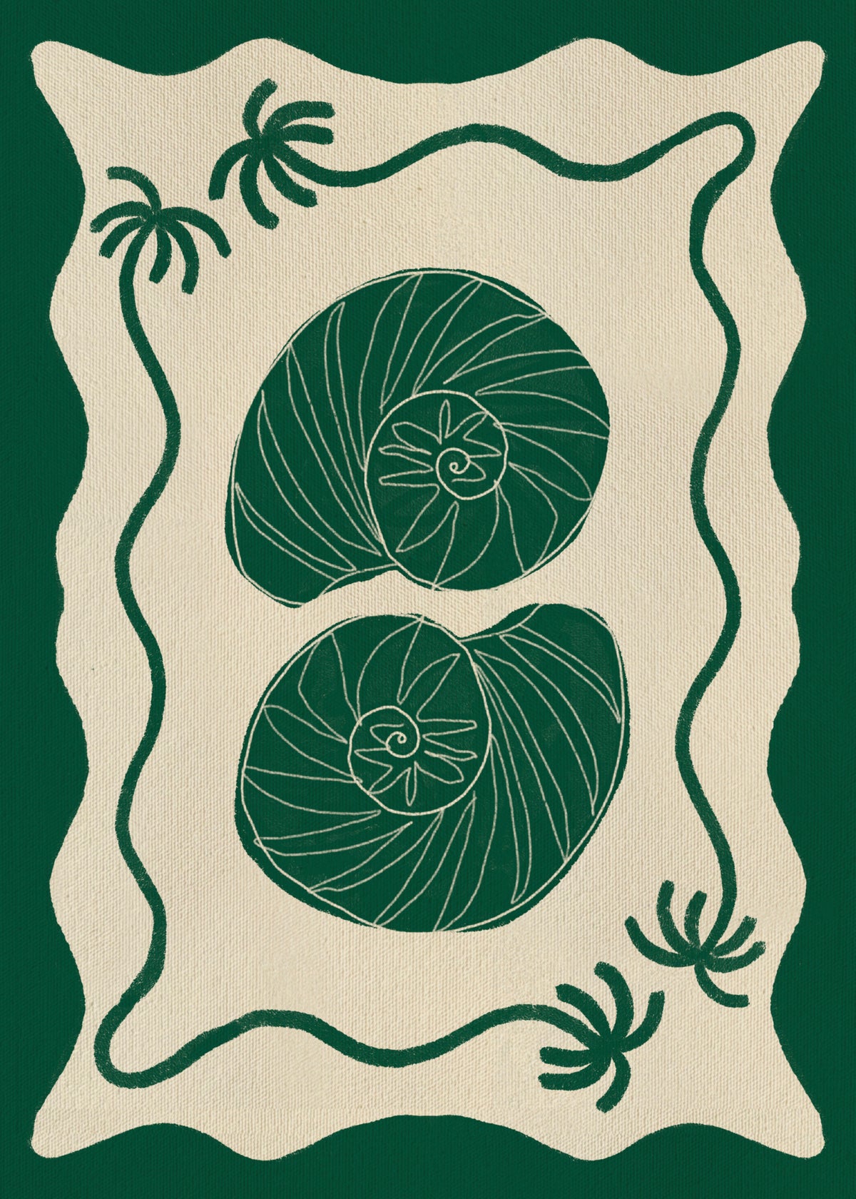 Green Seashell Stories - Unframed art print