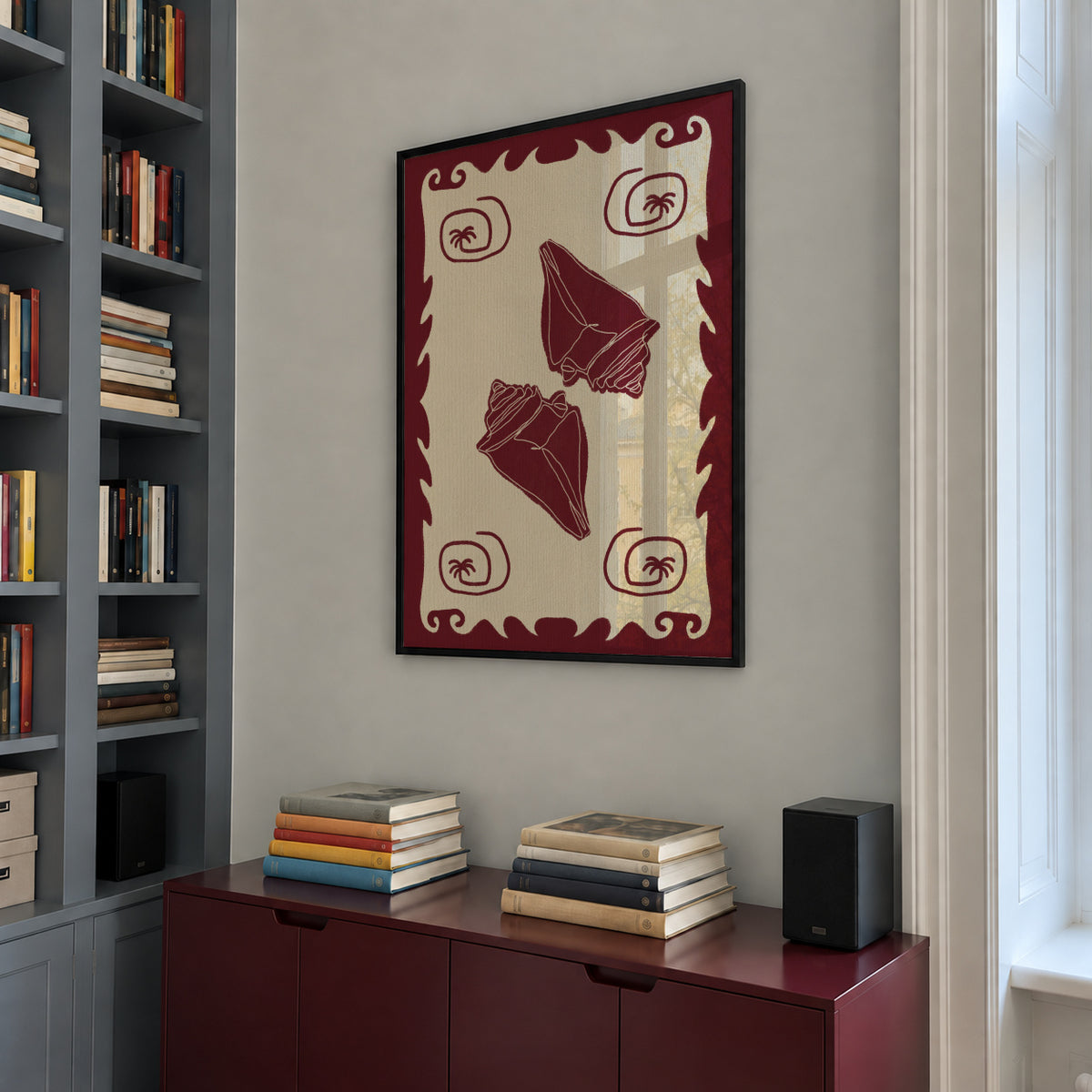Red Seashell Stories - Framed poster in an interior