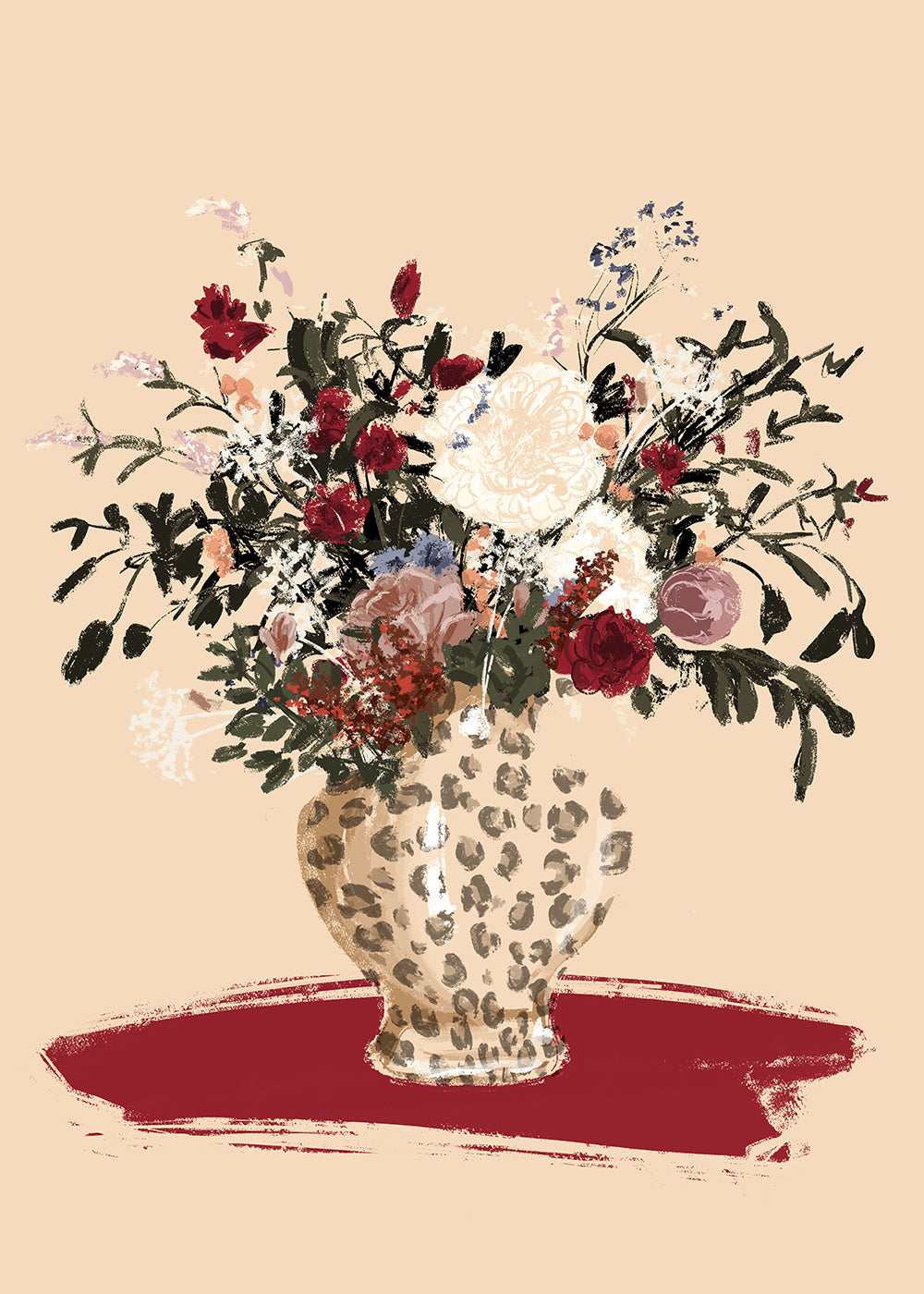 Illustrazione Flowers in a leopard vase