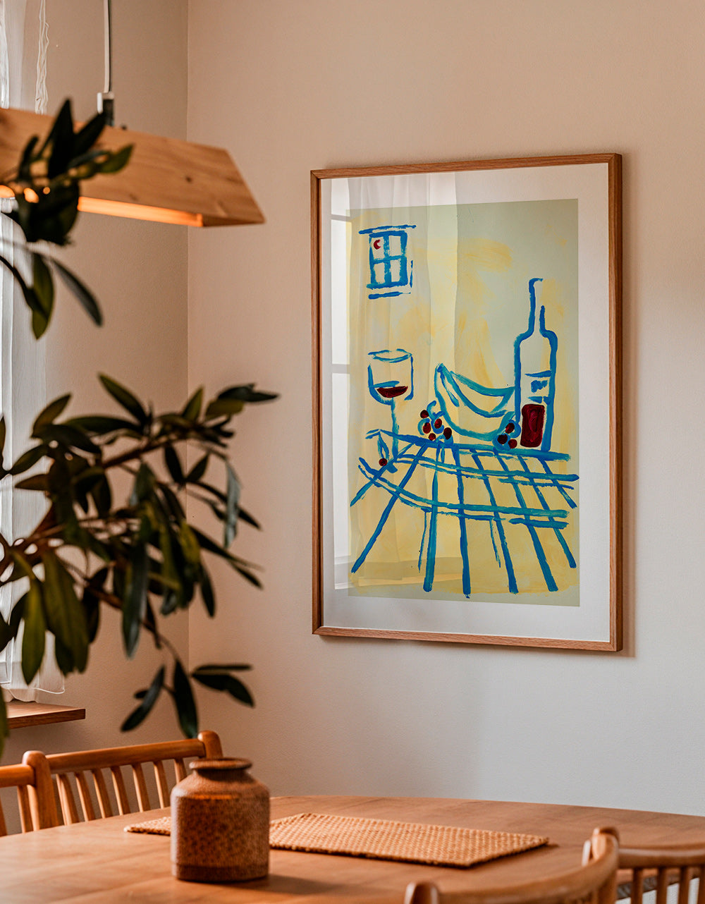 Cuadro de cocina con bodegón azul y plátanos – Product1