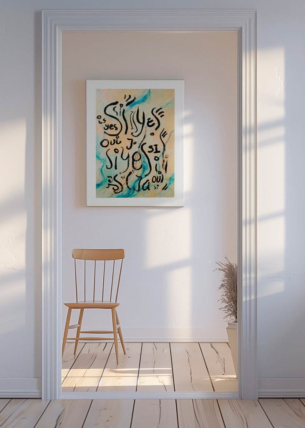 Ilustración tipográfica con gestos acuarelados – Canvas