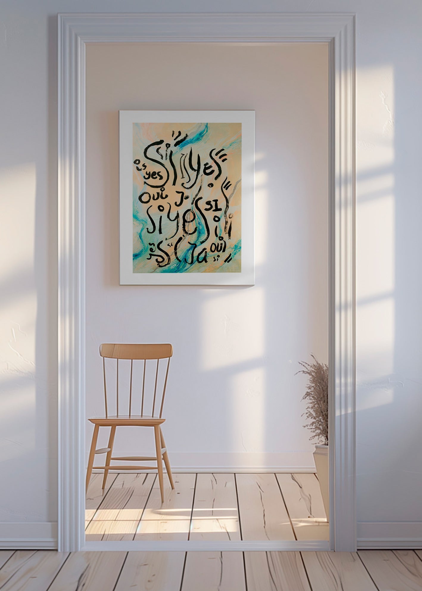 Ilustración tipográfica con gestos acuarelados – Canvas