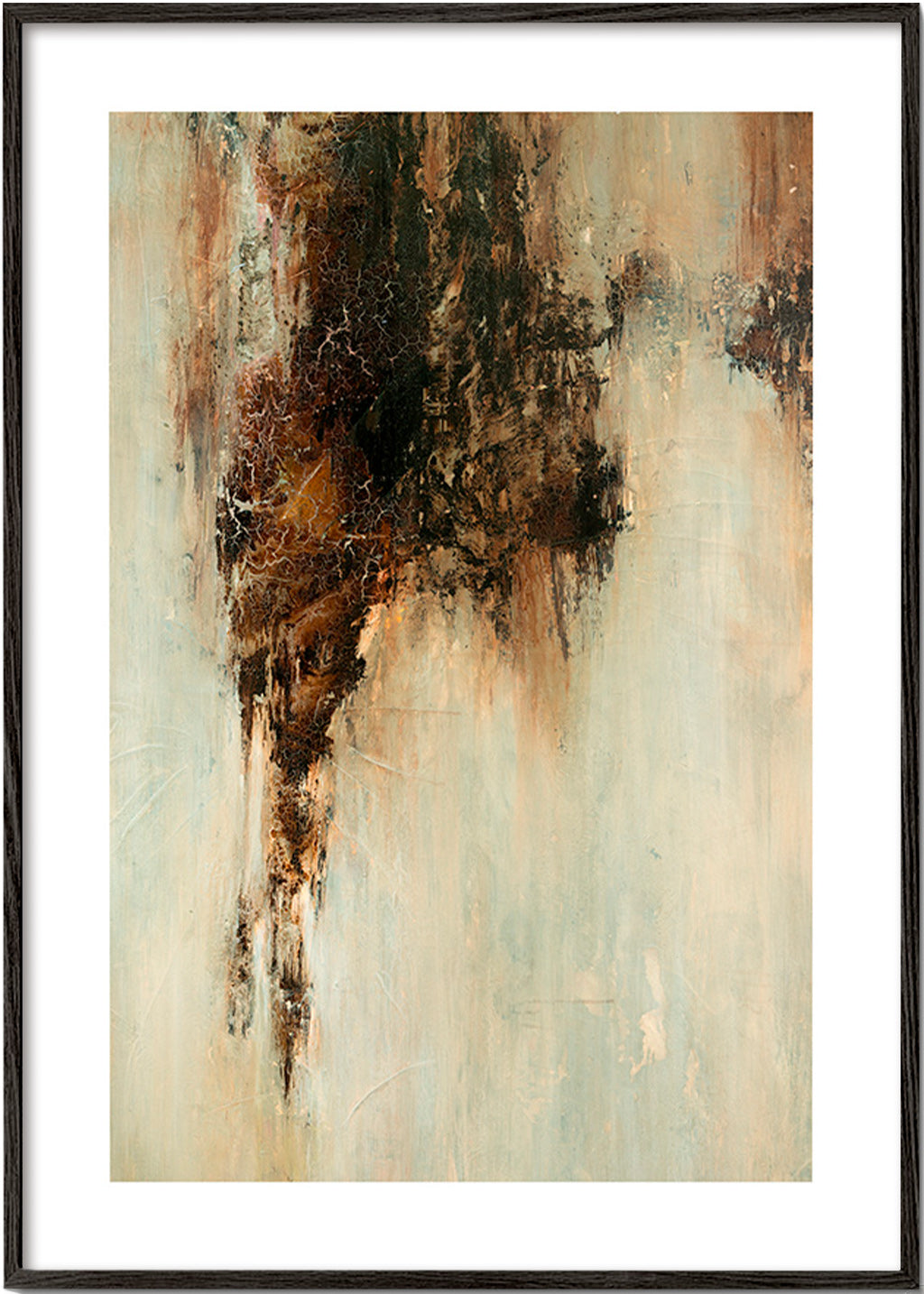 Cuadro abstracto textura terrosa vertical – Black Frame