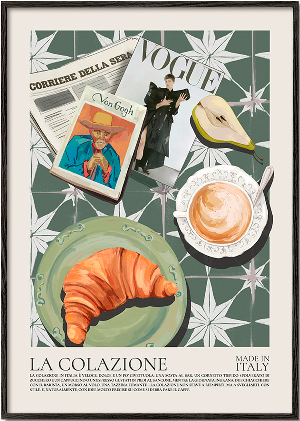 Quadro per cucina con cornetto e rivista