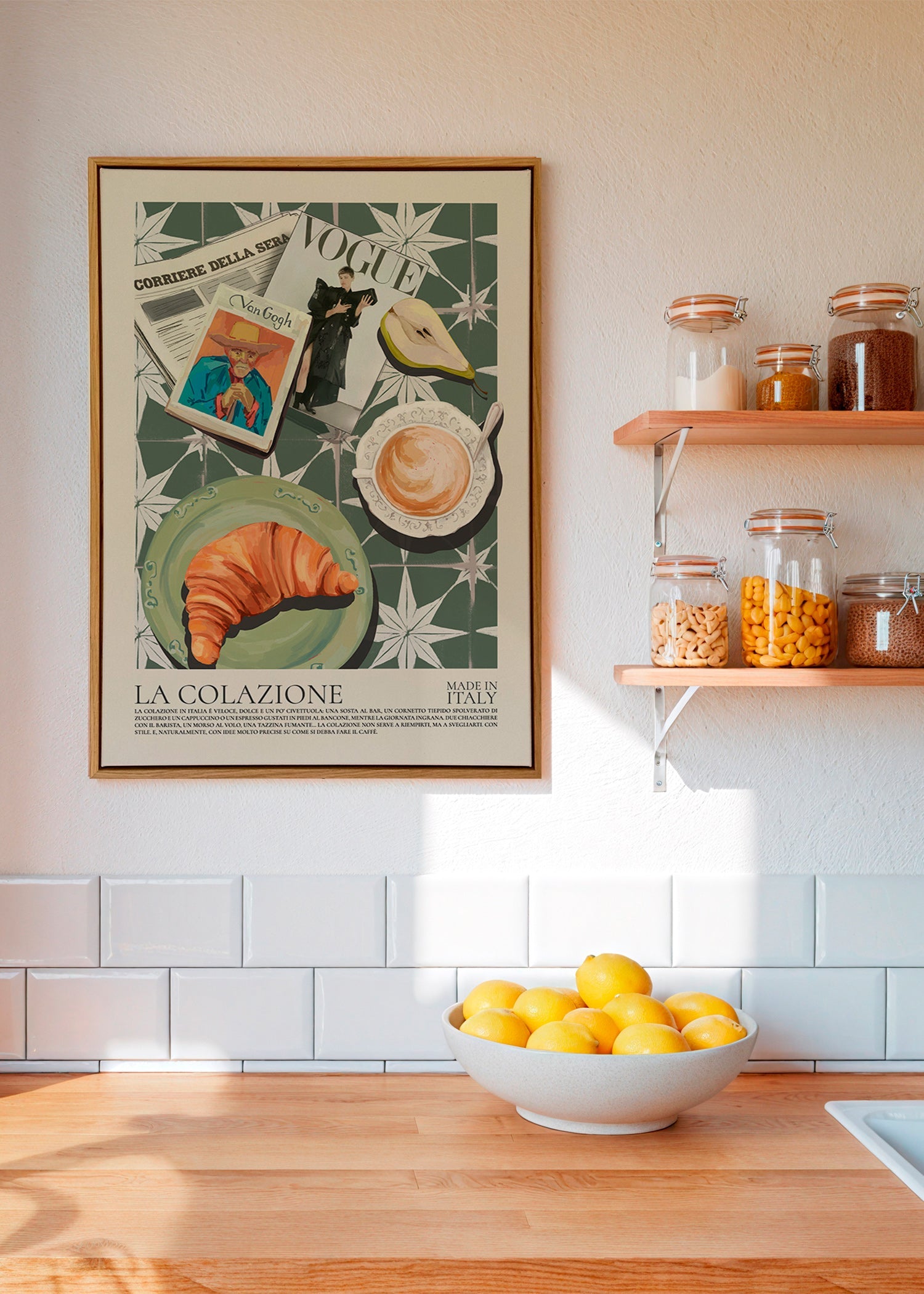 Quadro per cucina con cornetto e rivista