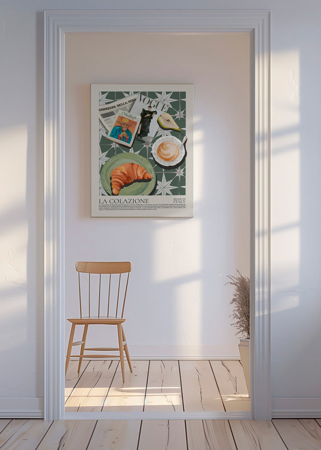 Quadro per cucina con cornetto e rivista