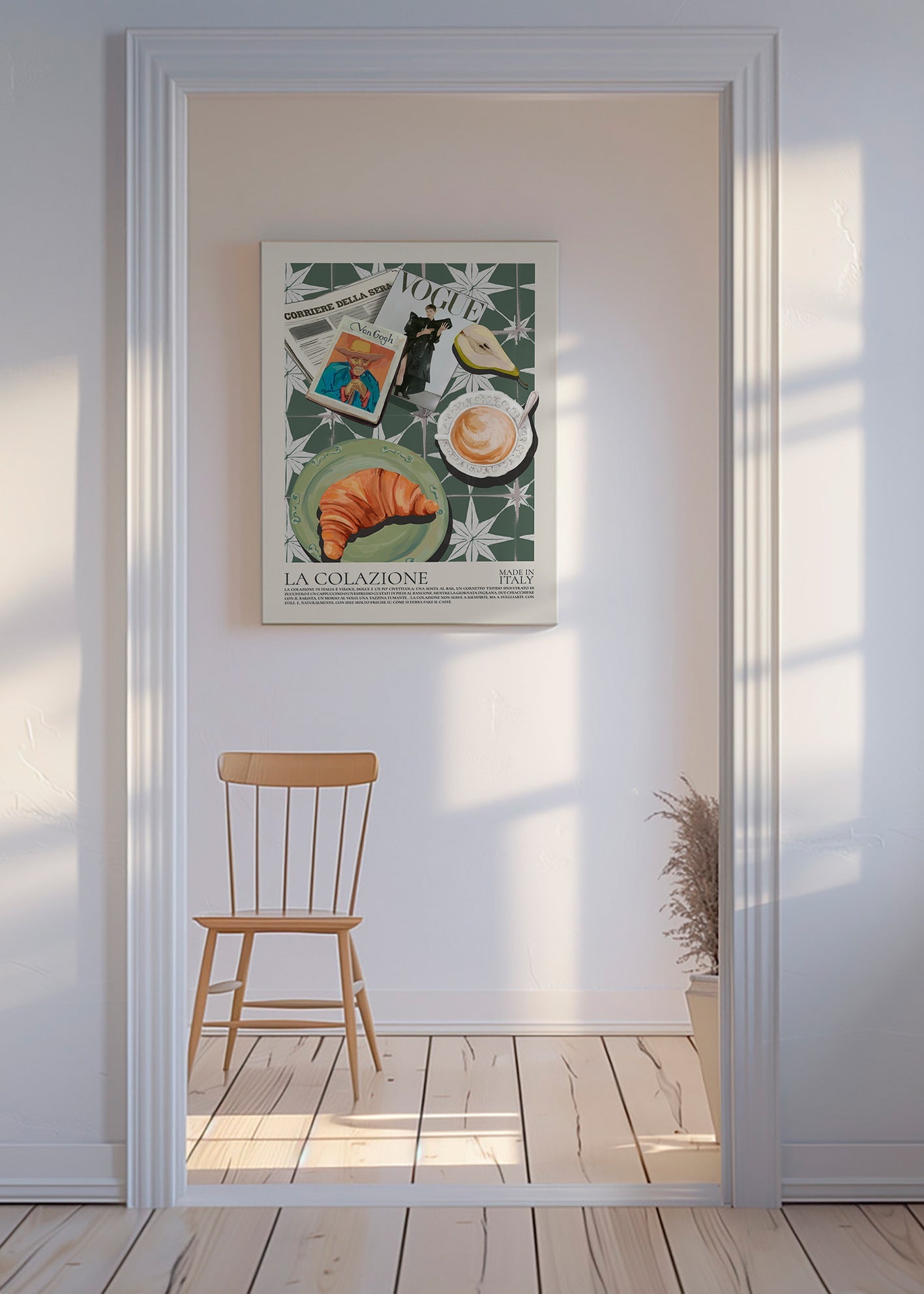 Quadro per cucina con cornetto e rivista
