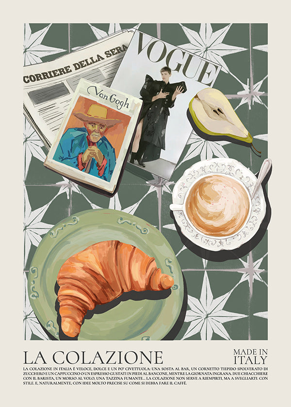 Quadro per cucina con cornetto e rivista