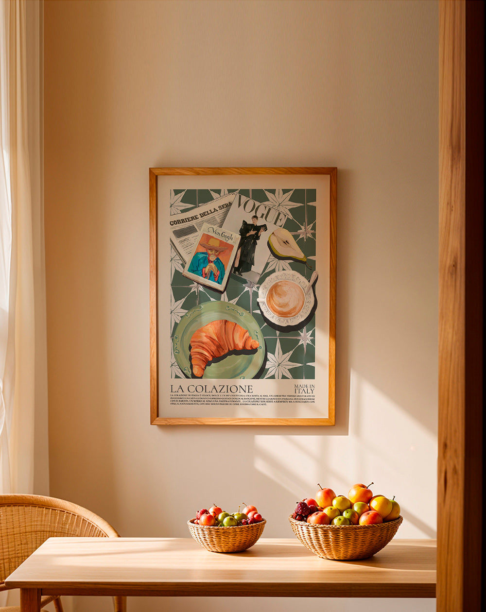 Quadro per cucina con cornetto e rivista
