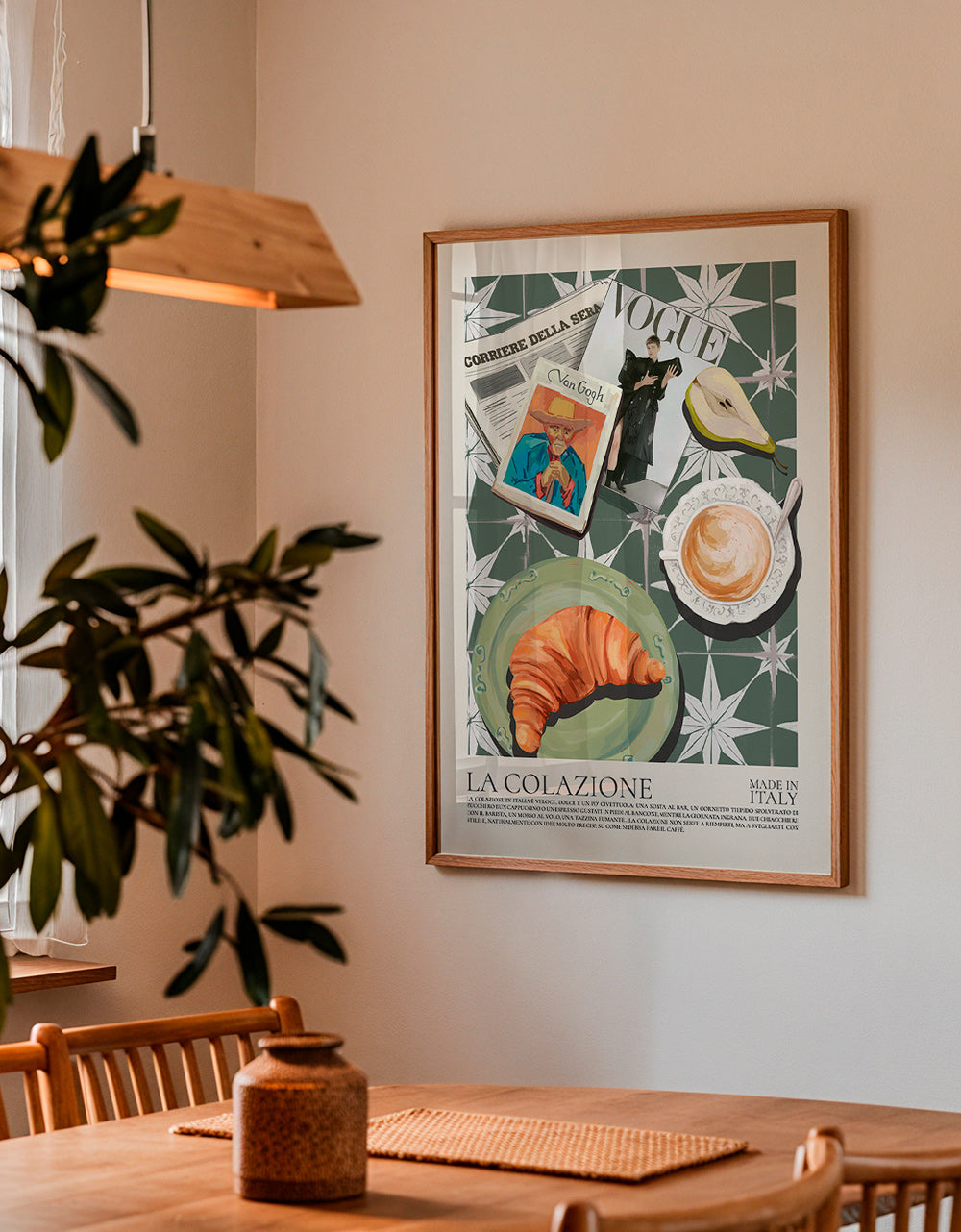 Quadro per cucina con cornetto e rivista