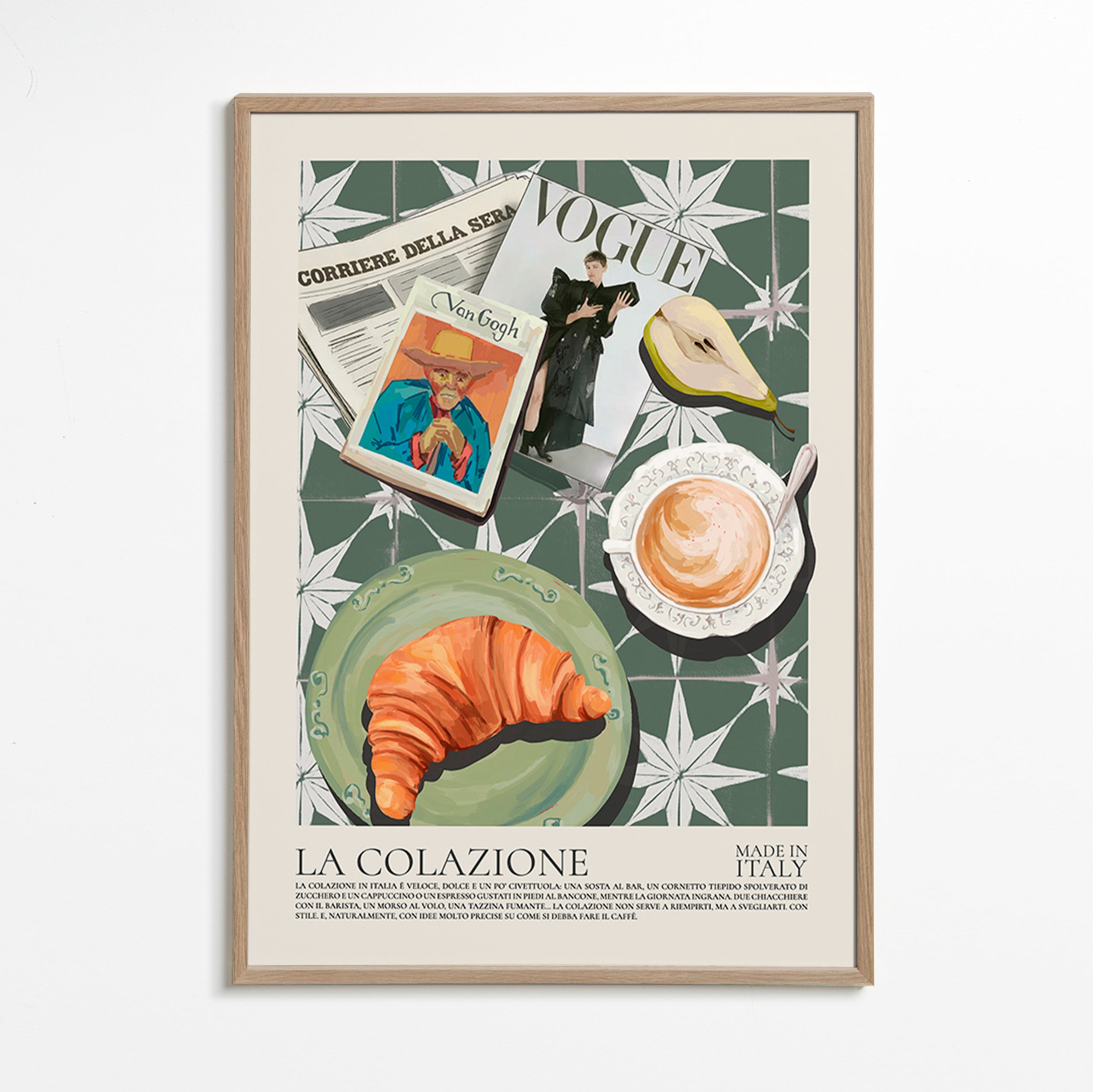 Quadro per cucina con cornetto e rivista