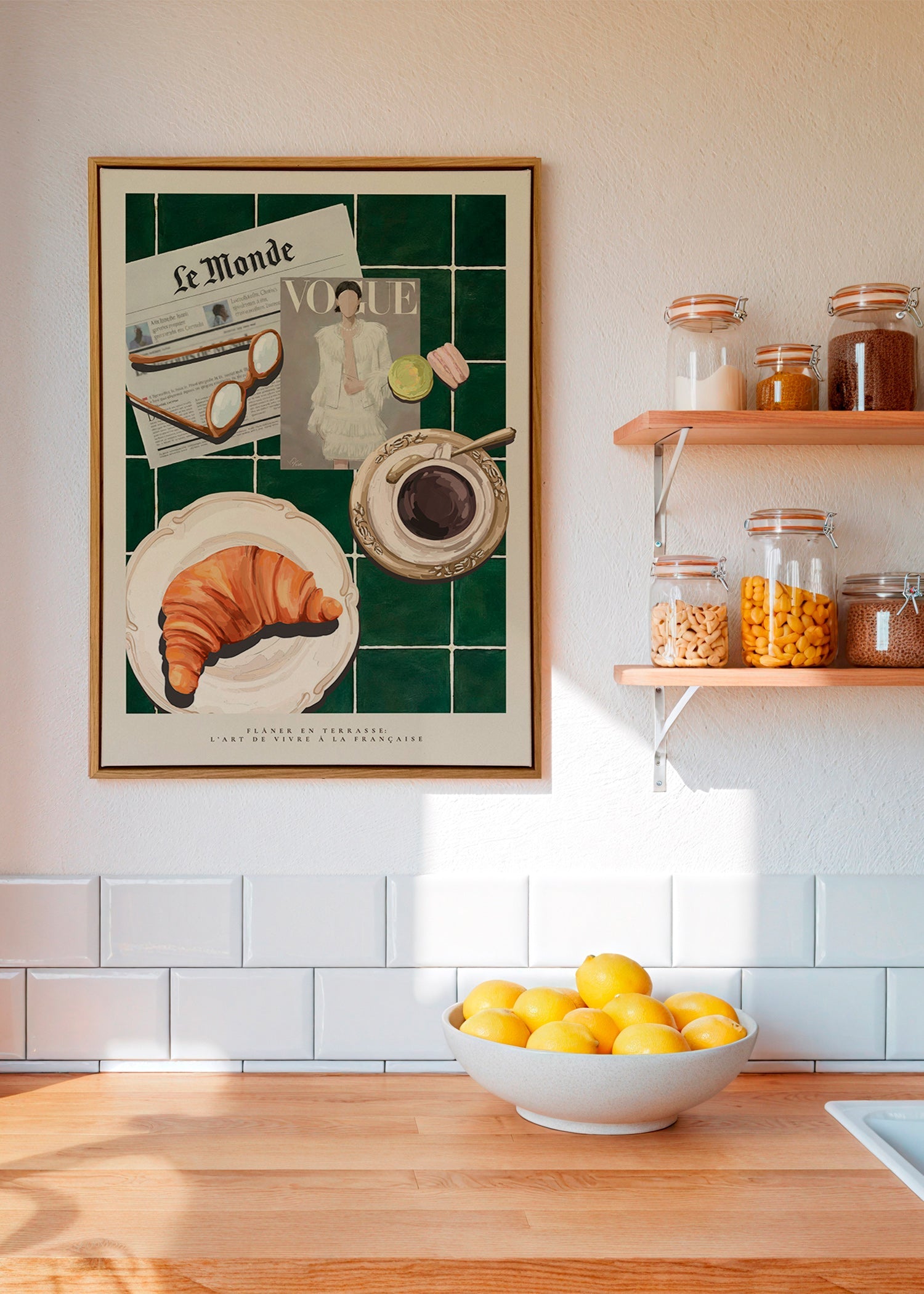 Arte da cucina con croissant e caffè