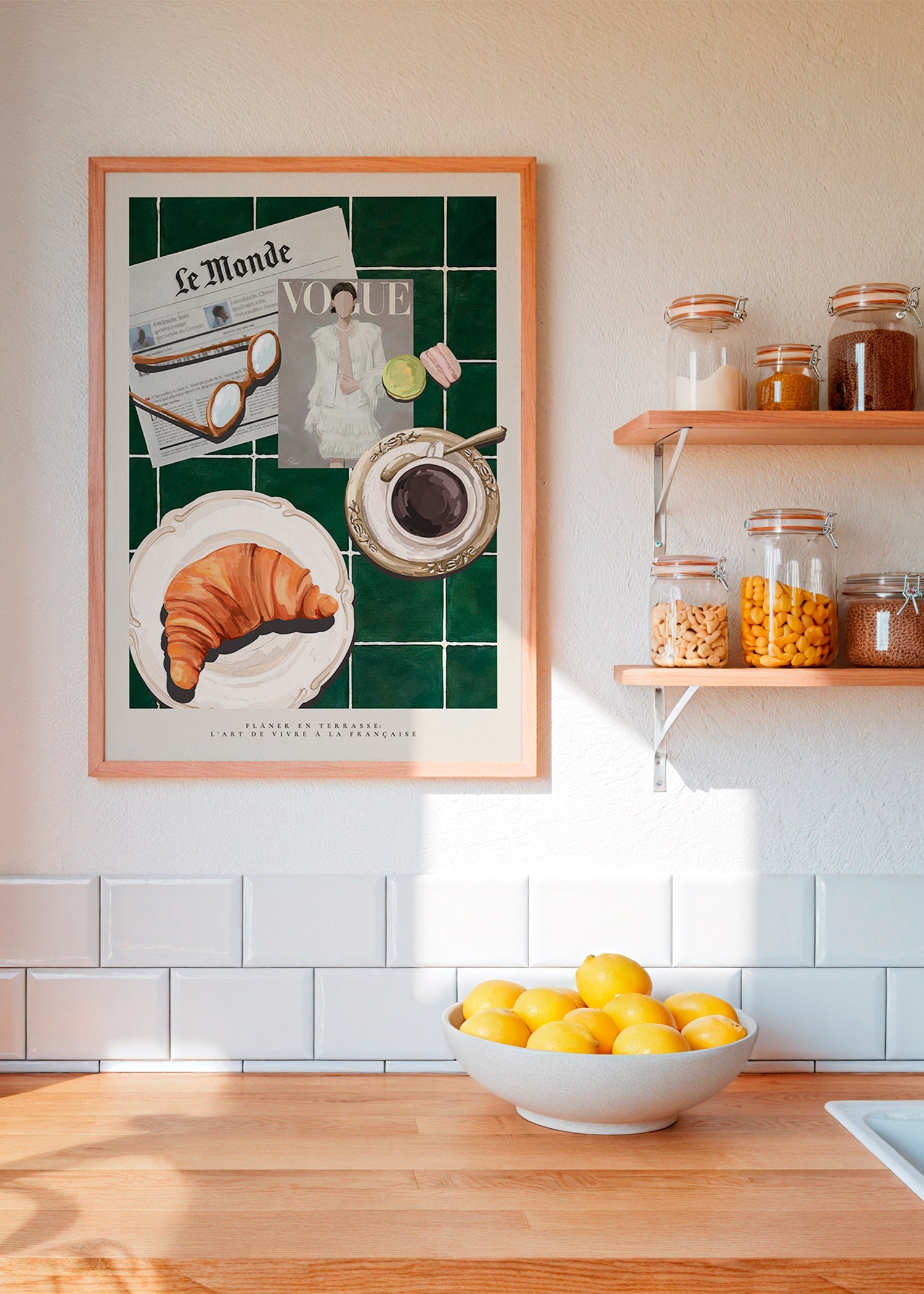Arte da cucina con croissant e caffè