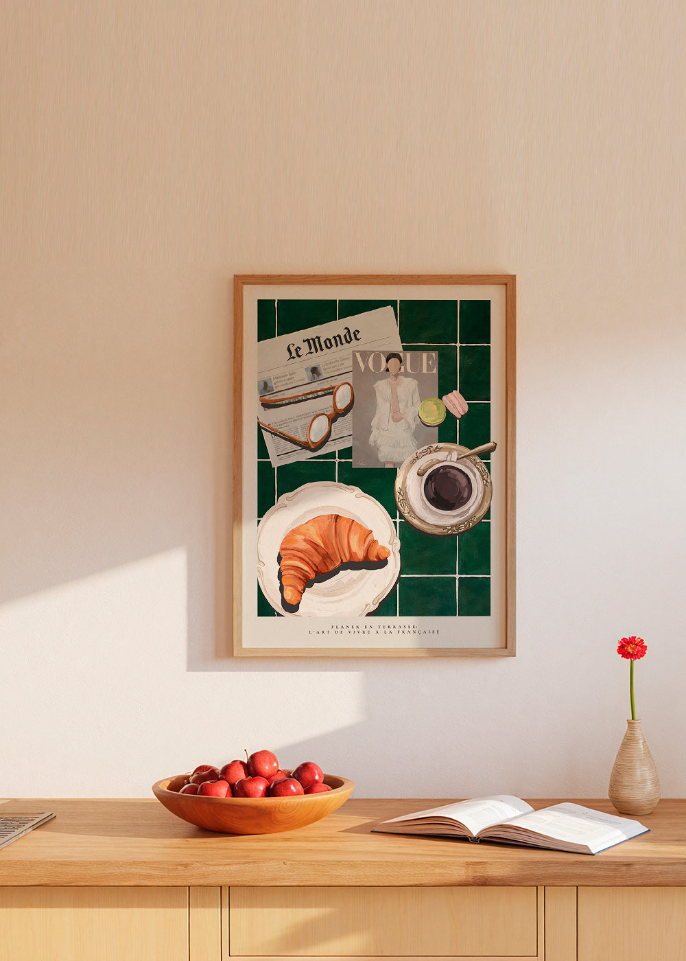 Arte da cucina con croissant e caffè