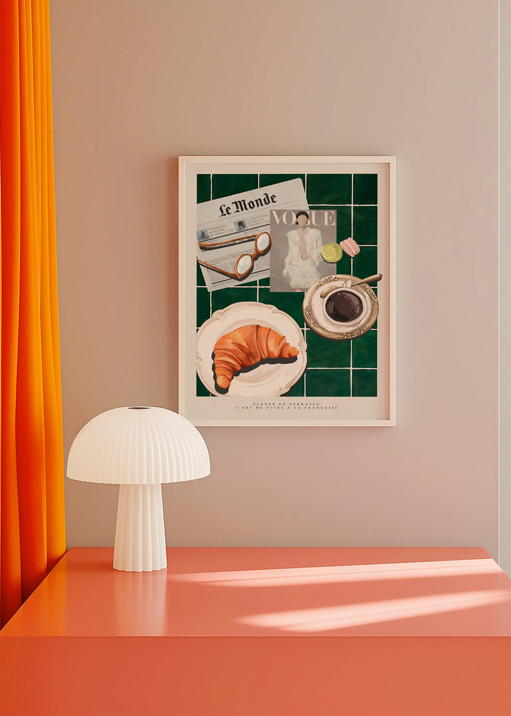 Arte da cucina con croissant e caffè
