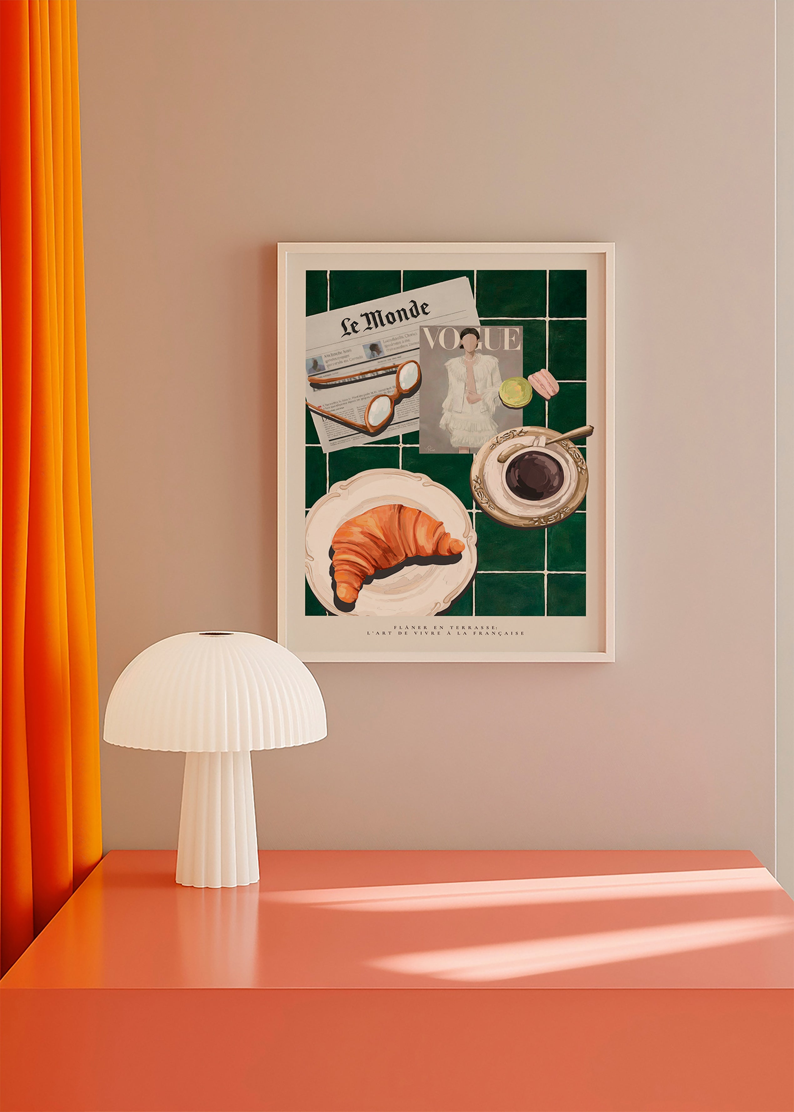 Arte da cucina con croissant e caffè