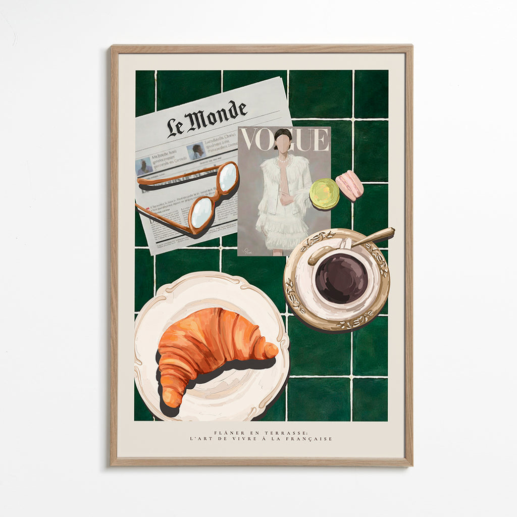 Arte da cucina con croissant e caffè