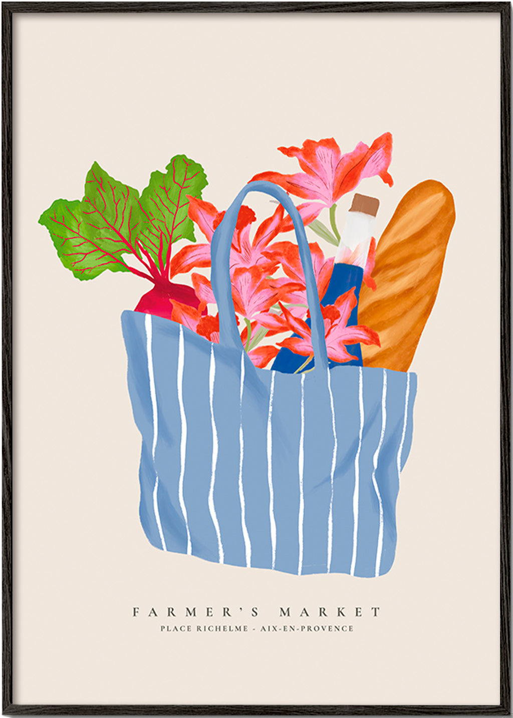 Arte da cucina con illustrazione di borsa del mercato