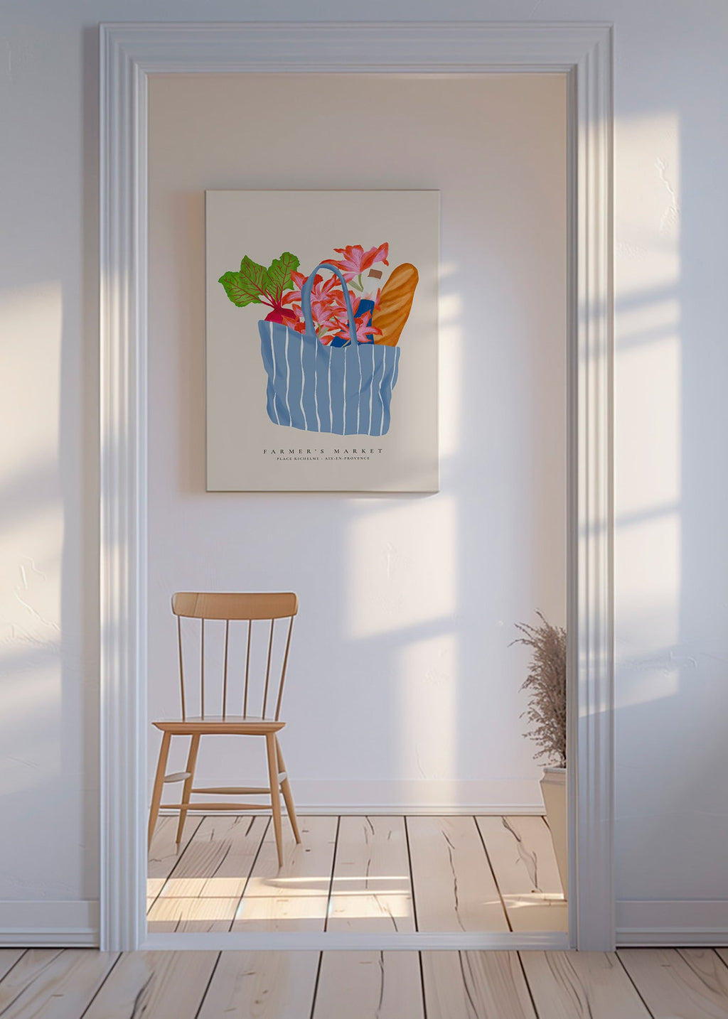 Arte da cucina con illustrazione di borsa del mercato
