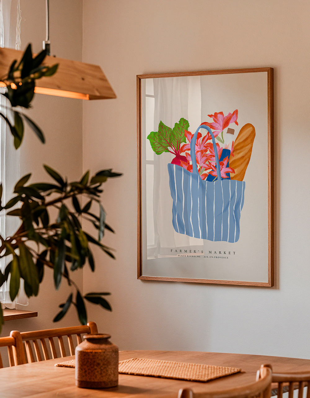 Arte da cucina con illustrazione di borsa del mercato