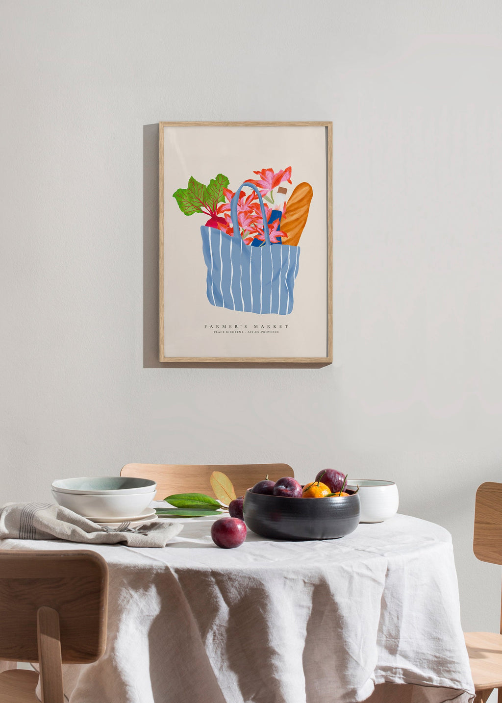 Arte da cucina con illustrazione di borsa del mercato