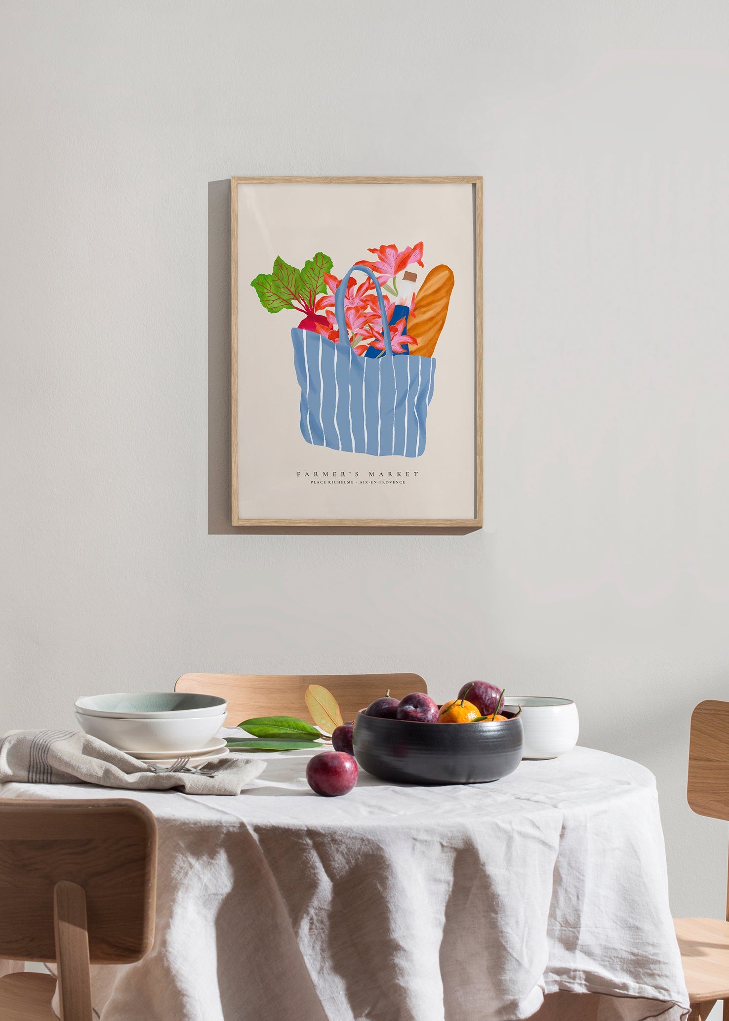 Arte da cucina con illustrazione di borsa del mercato