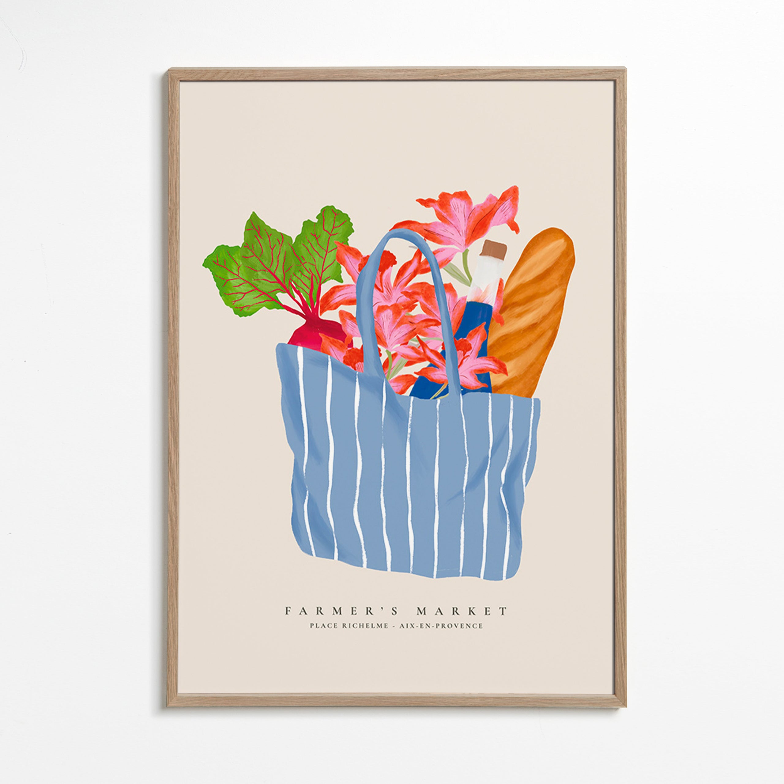 Arte da cucina con illustrazione di borsa del mercato