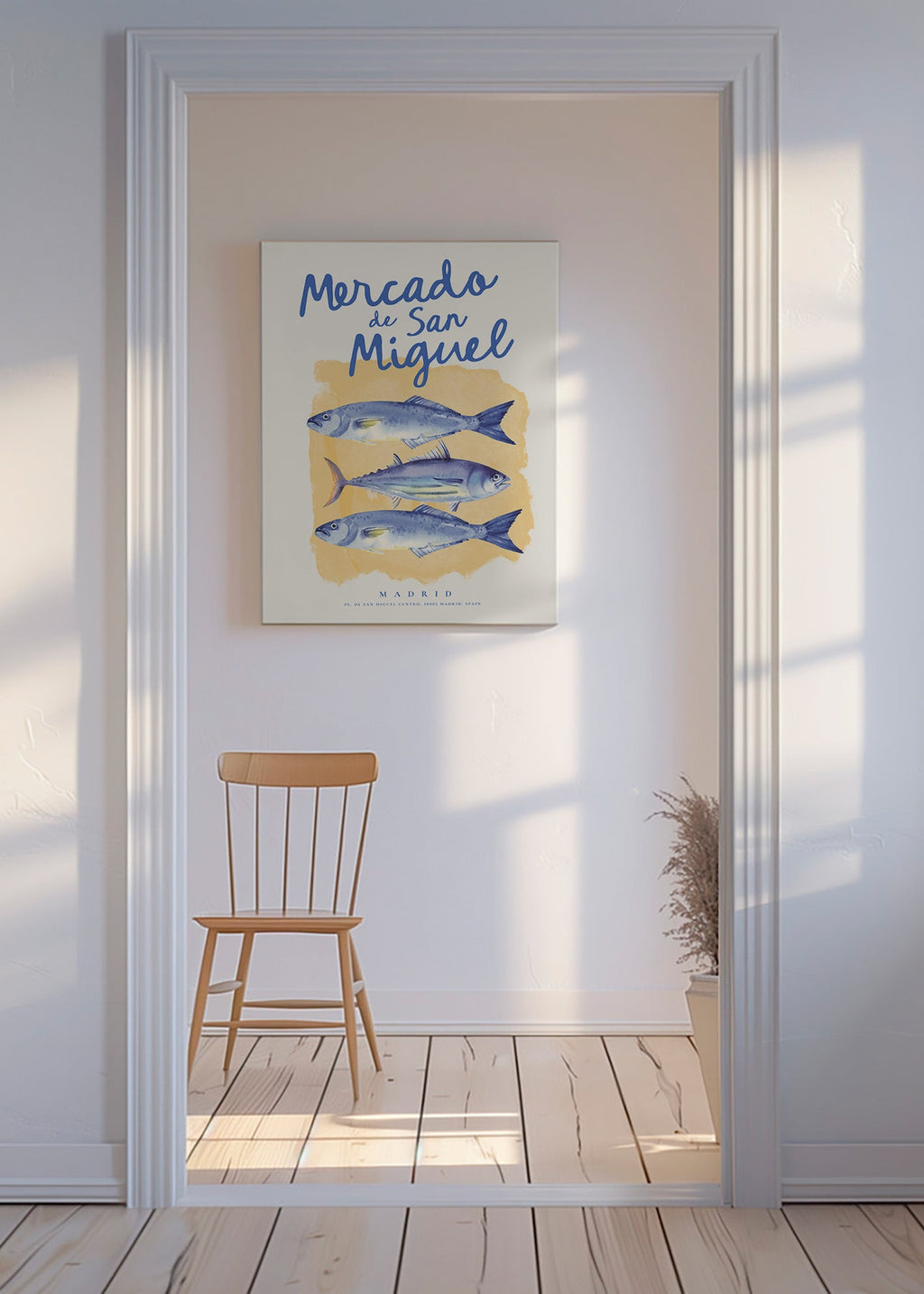 Arte da cucina Mercado de San Miguel con pesci blu