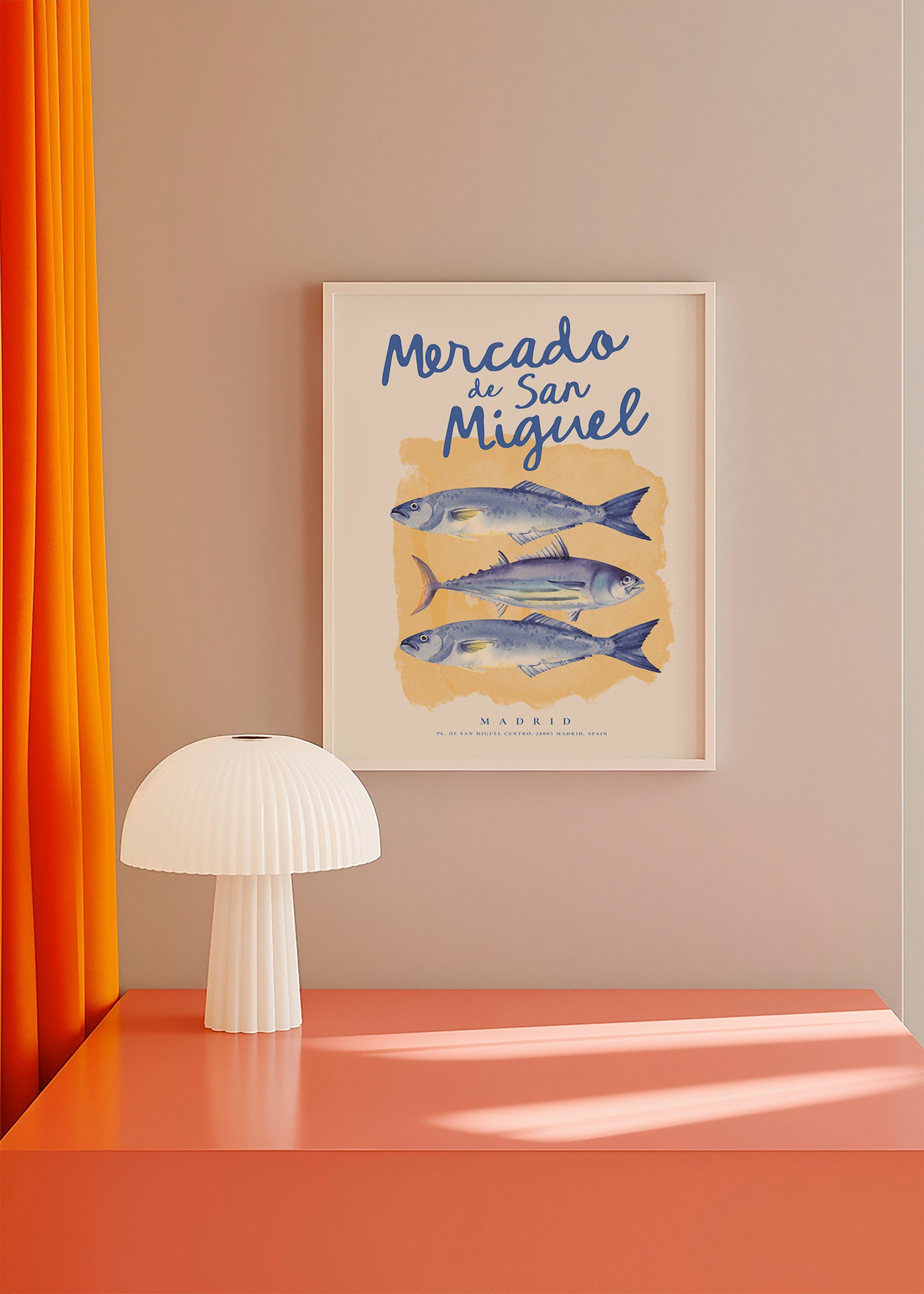 Arte da cucina Mercado de San Miguel con pesci blu