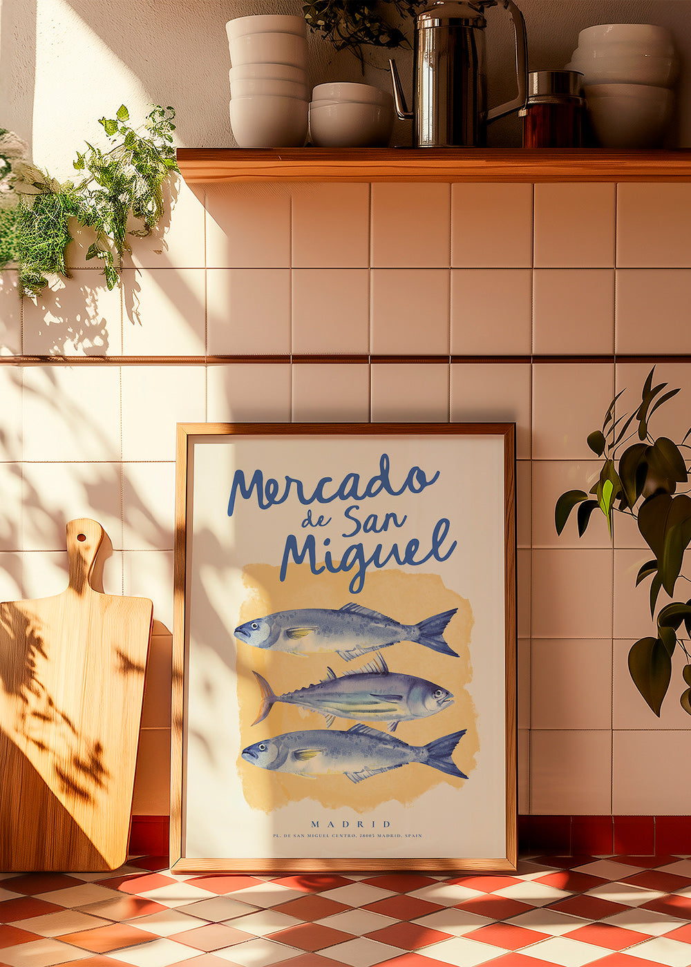 Arte da cucina Mercado de San Miguel con pesci blu