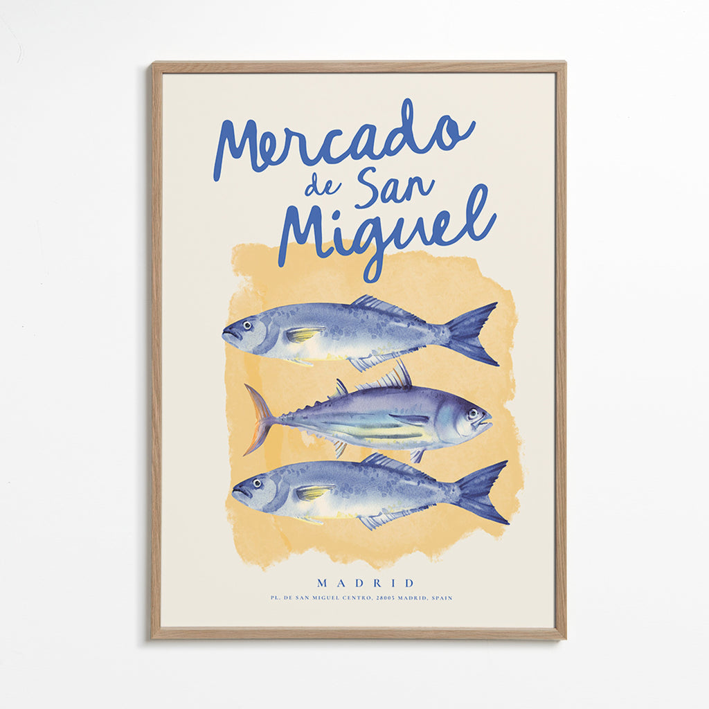 Arte da cucina Mercado de San Miguel con pesci blu