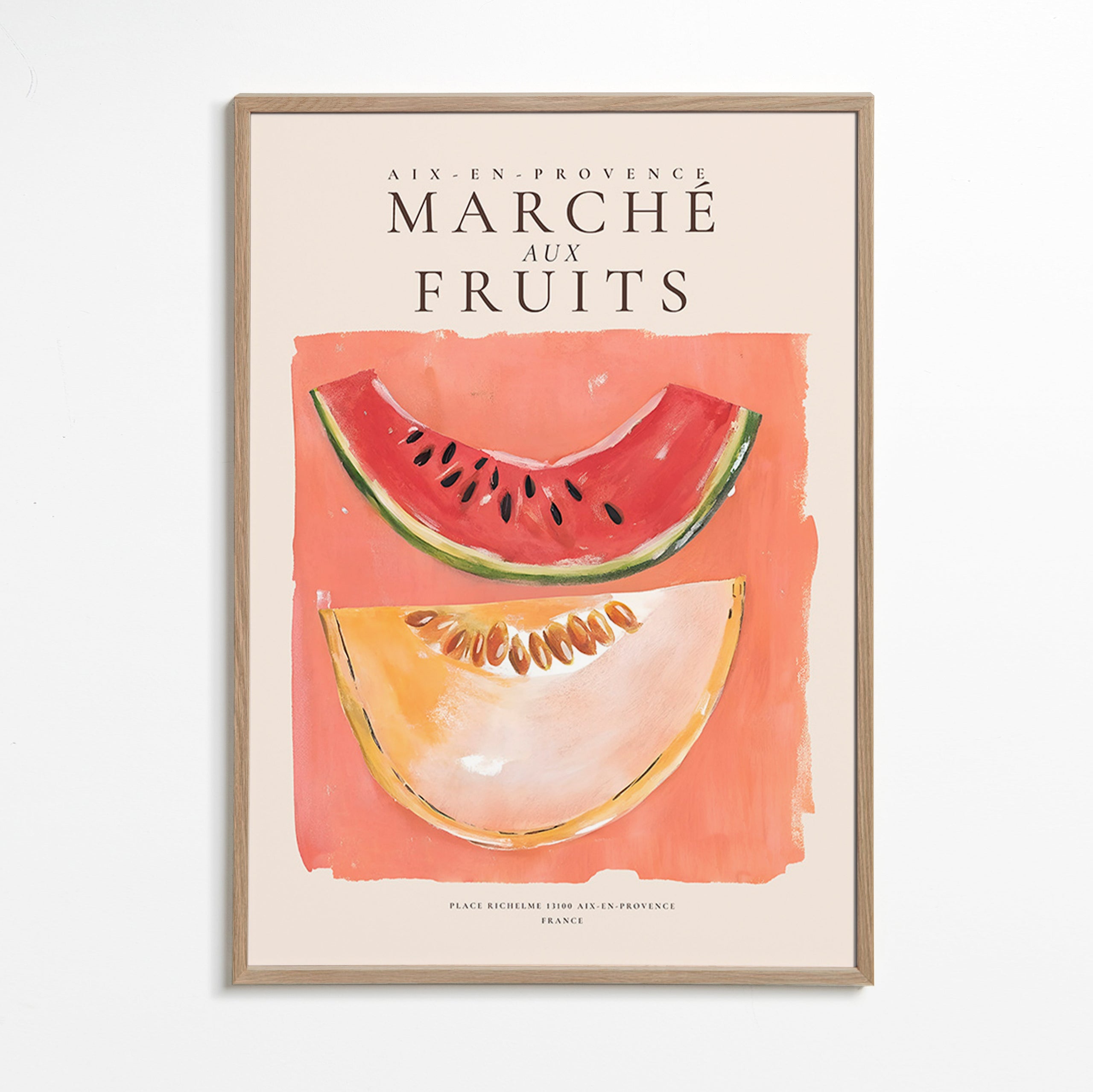 Arte da cucina mercato di frutta con fette di melone e anguria