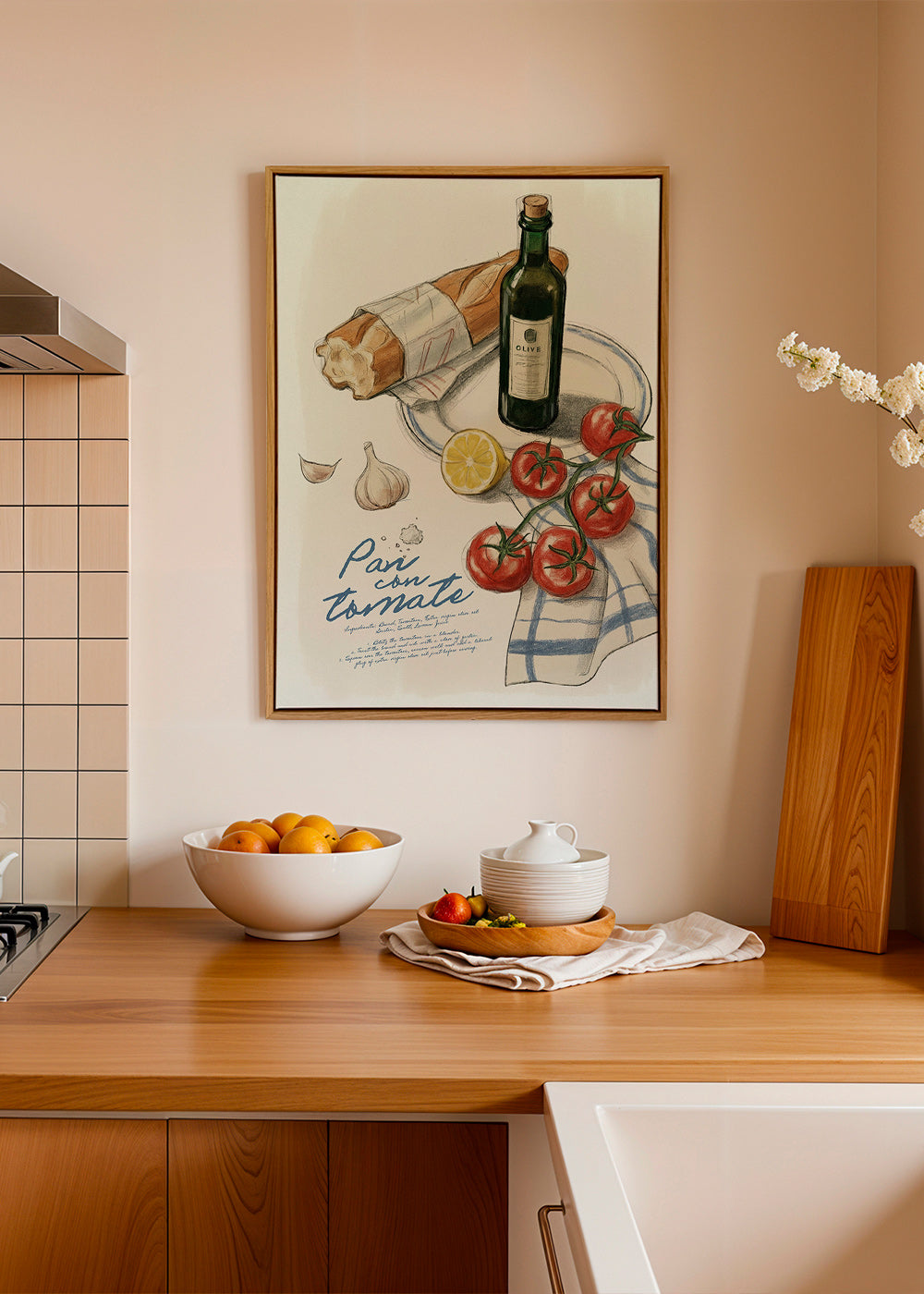 Arte da cucina Pane con pomodoro illustrato